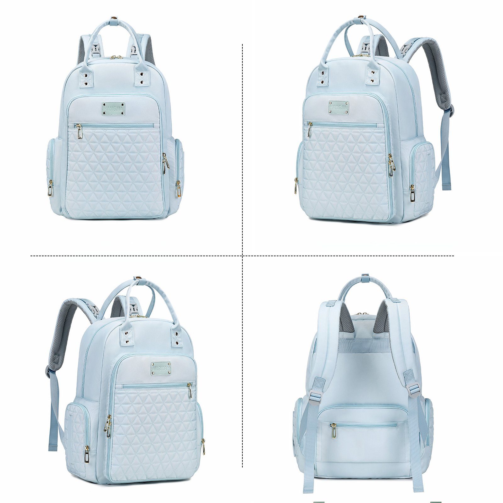 Rucksack (Windeln Multifunktional, OKWISH Milchfläsche Kinderwagengurte Wickelrucksack), wasserabweisend Baby Wickeltasche Multifunktions-Babytaschen Babytasche, Flaschenhalter, mit Rucksack Tasche Wickelrucksack mit Schnullerhalter Blau und Babyflasche