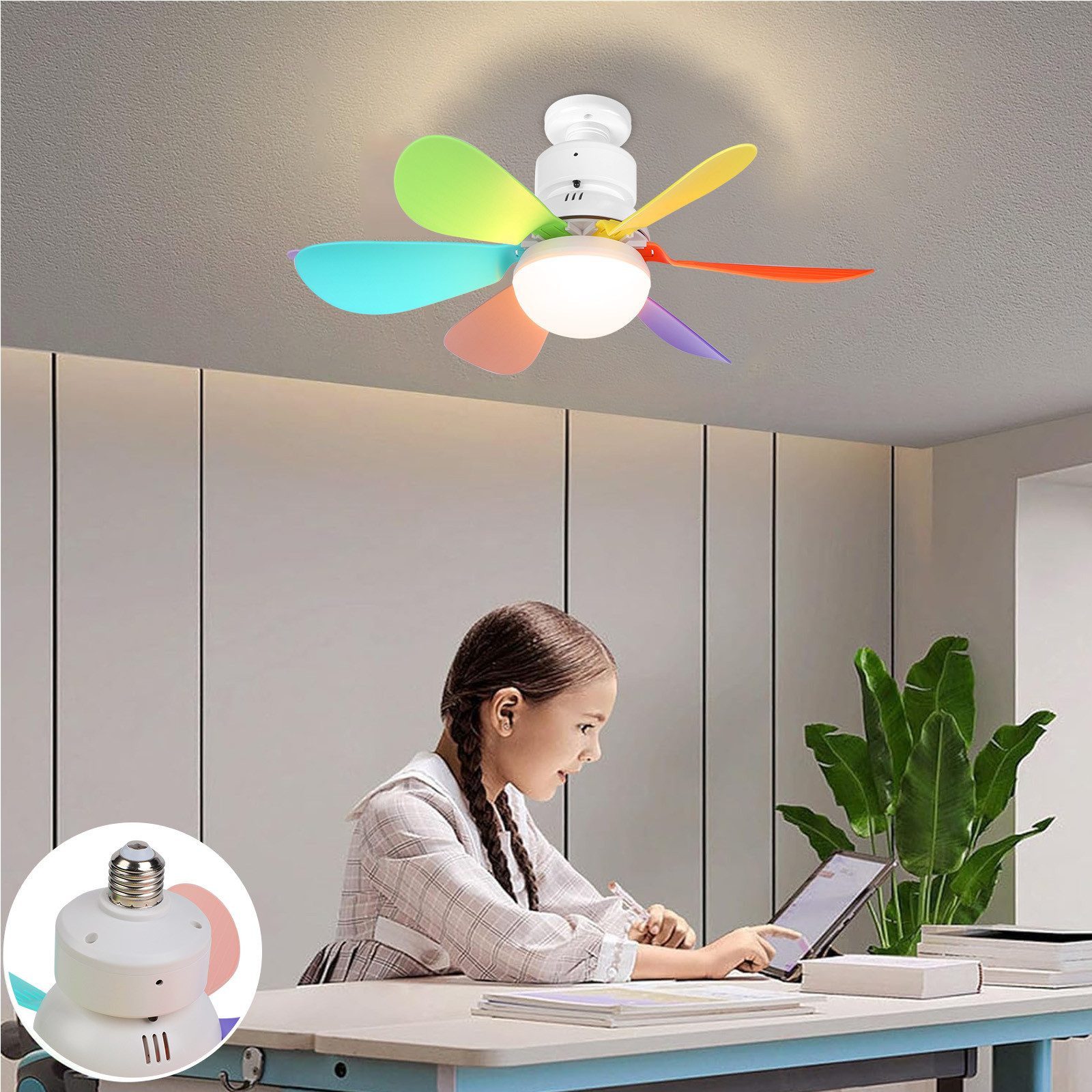 Jibenhome Deckenventilator Deckenleuchte Ventilator Dimmbar 40w günstig online kaufen