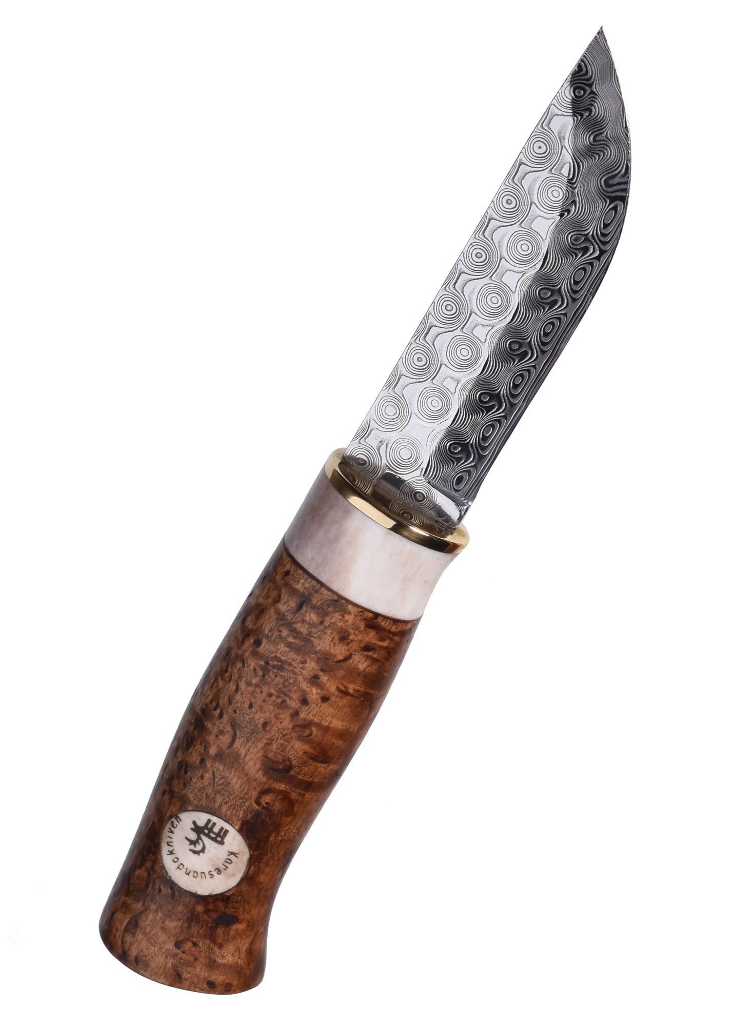 Taschenmesser Karesuando Jagdmesser Älgen Brun Damasteel, Rose, Karesuando