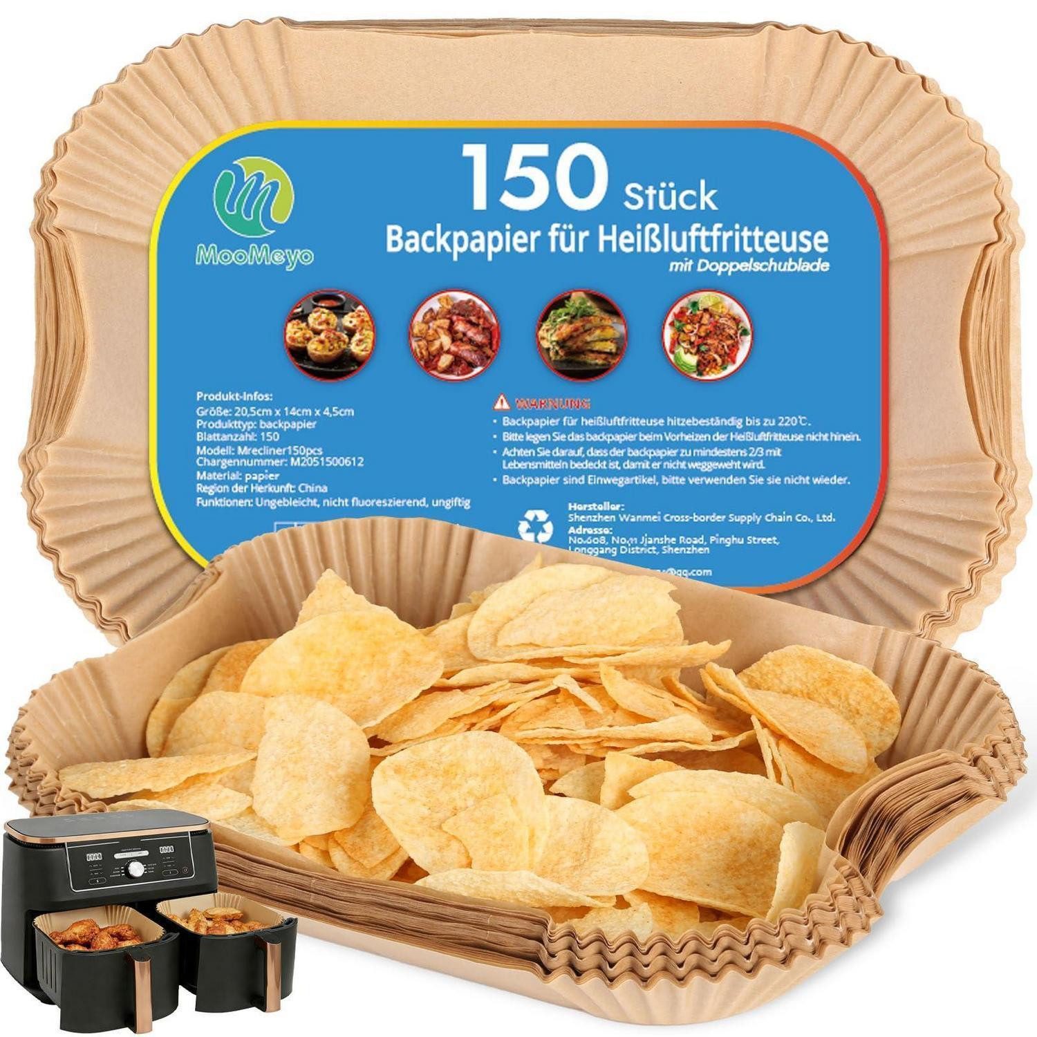LuxusKollektion Backpapier Backpapier 150 Stück Heißluftfritteuse Einweg 20.5 x 14 x 4.5 cm