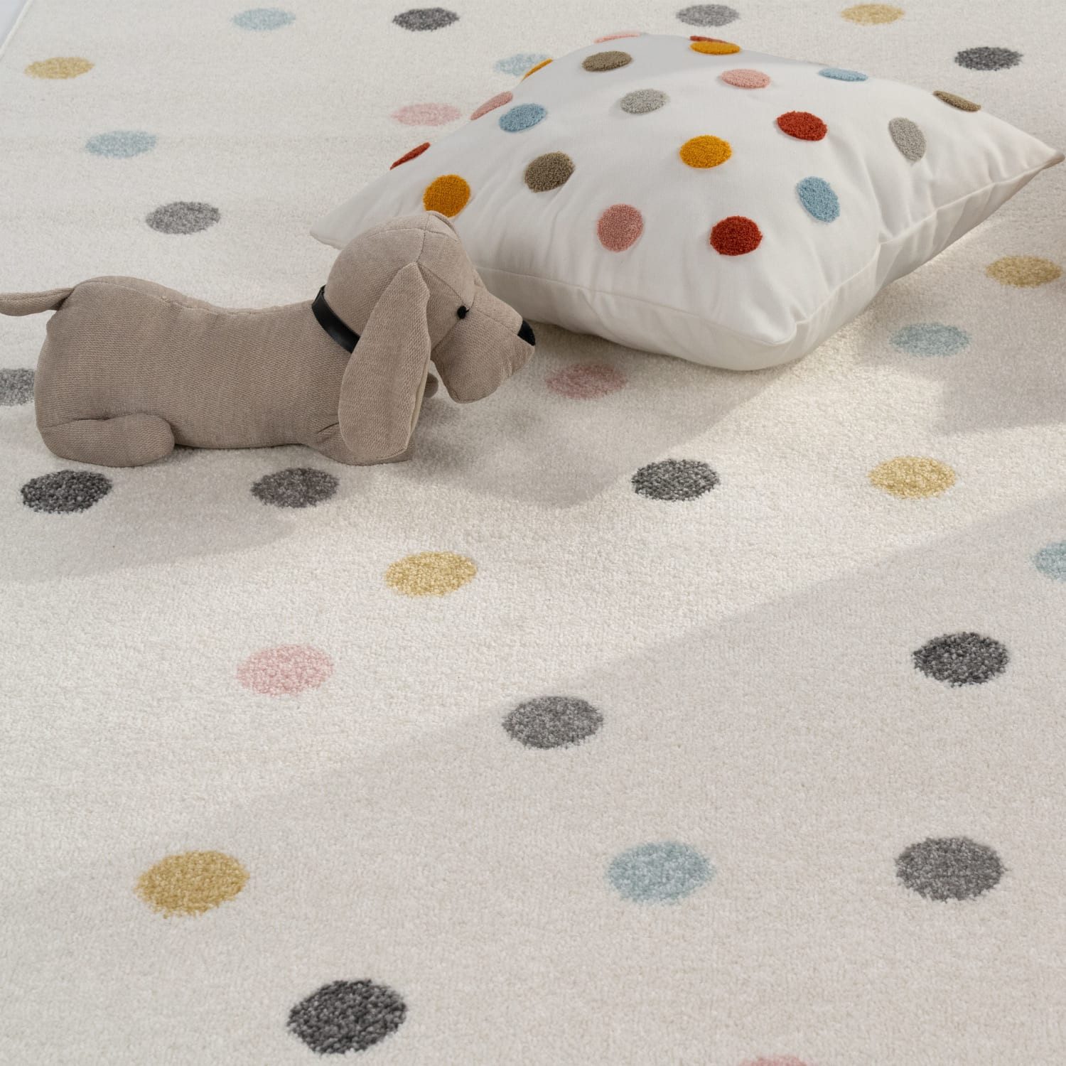 KADIMA DESIGN Kinderteppich Punkte Kinderzimmer schmutzabweisend Teppich Kinder, Läufer, Höhe: 13 mm, Florhöhe: 9 mm, Polypropylen, Läufer, 80x150, Mehrfarbig