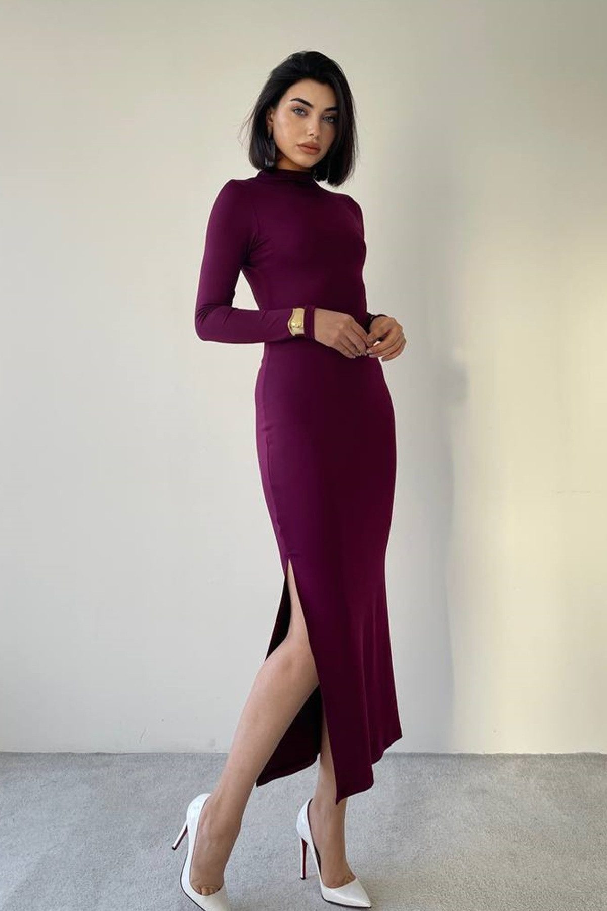 WOMAN VISION Abendkleid Midi-Abendkleid mit Schlitz günstig online kaufen