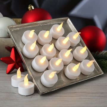 MARELIDA LED-Kerze LED Teelichter flackernd Kunststoff D: 3,5cm inkl.Batterien weiß 16St. (16-tlg)