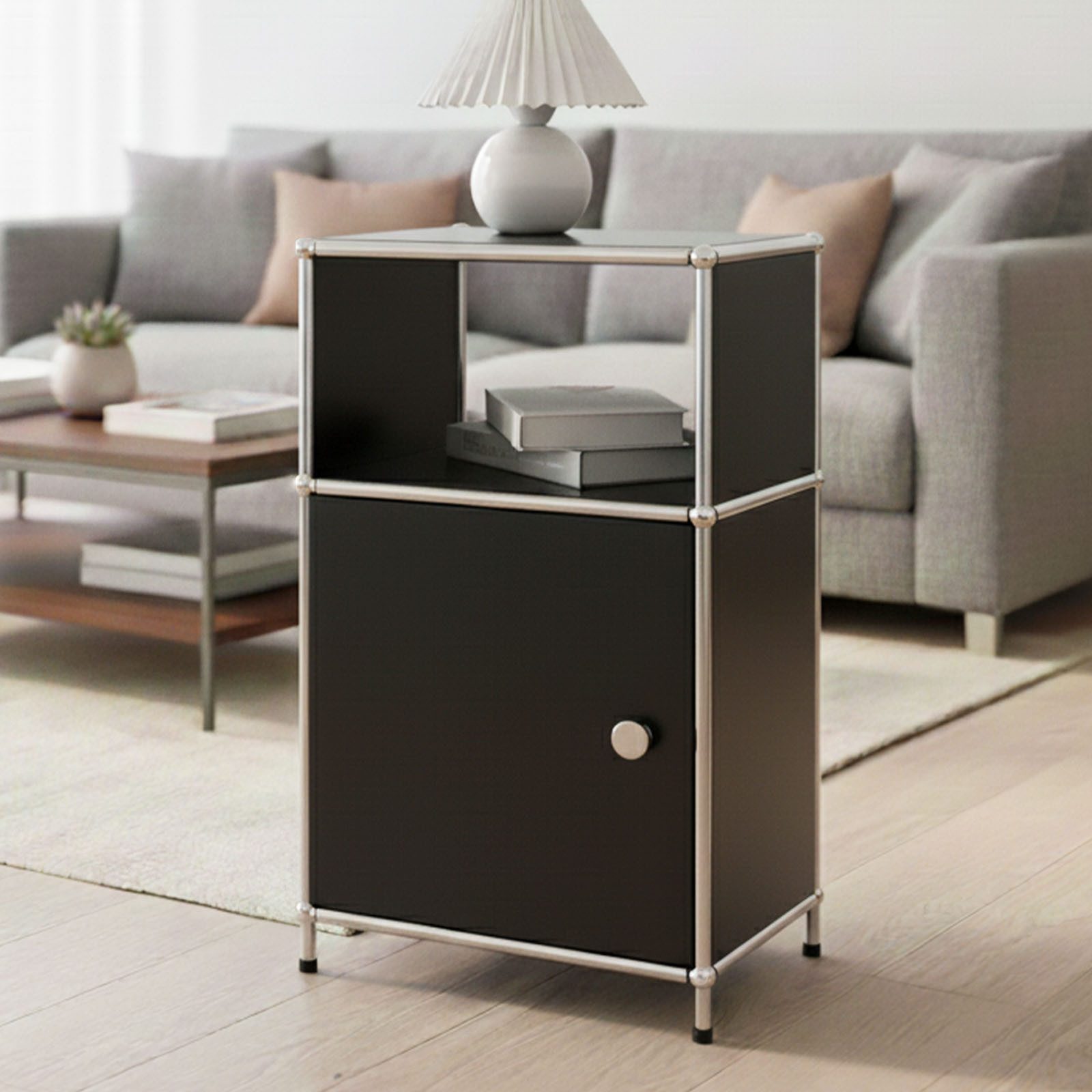 Floordirekt Standregal Concept Epure Metallregal MK-040, 3-stöckiges Regal 40x40x65 cm, mit Tür & Ablage, modernes Regal für Bad, Küche, Schlafzimmer & Büro – Bild 2 von 5