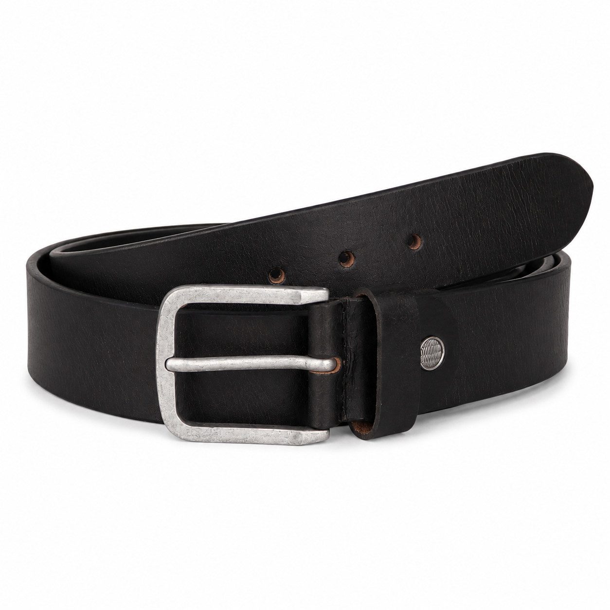 Ledergürtel Herren aus Echtleder Schwarz 4cm Breit, Gebürstete Schnalle