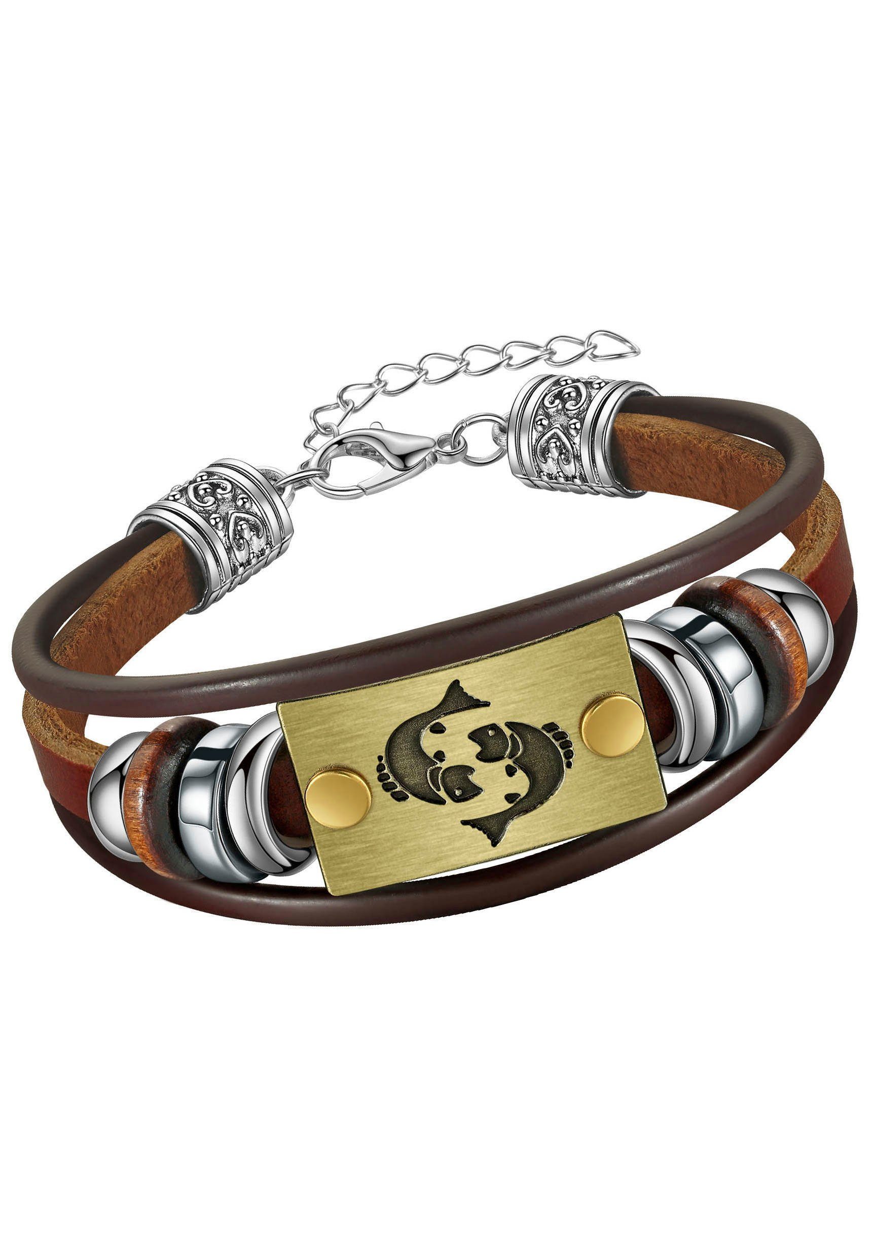 Firetti Armband Schmuck Geschenk Armschmuck Armkette Edelstein Sternzeichen, Made in Germany - mit Hämatit - mit Holzimitat