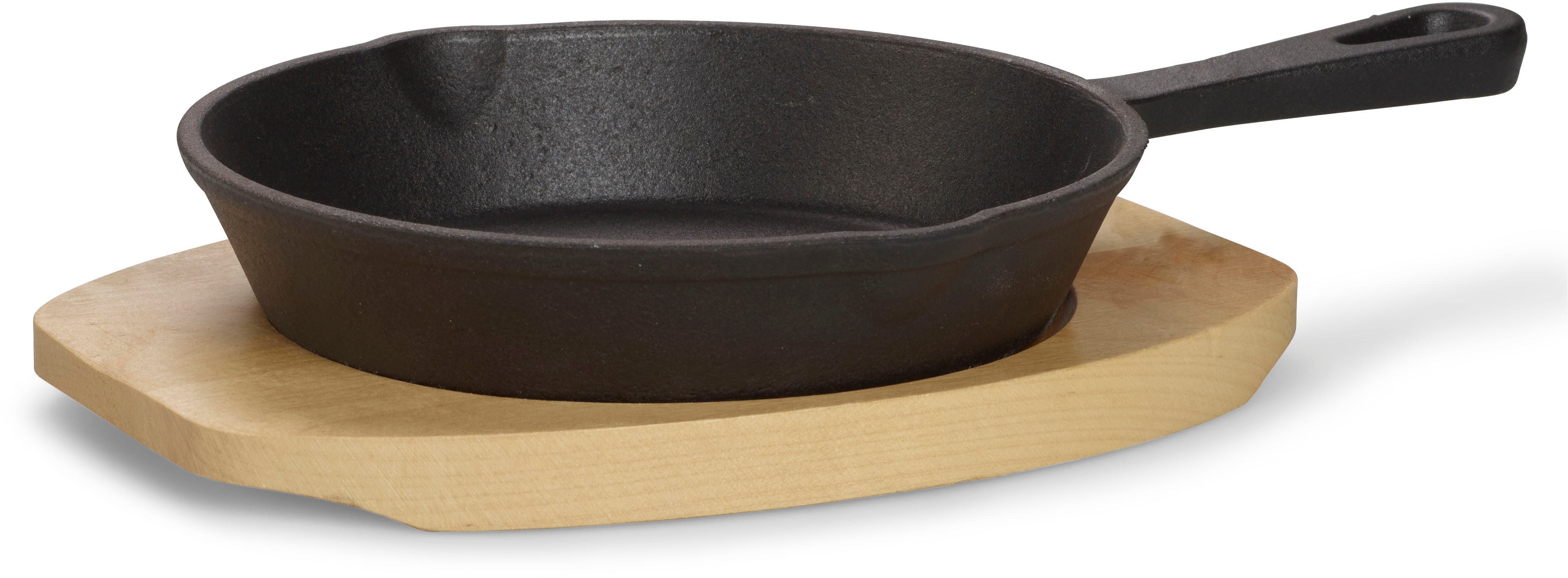 ECHTWERK Servierpfanne Pfännchen, Gusseisen (1-tlg), inkl. dekorativem Servierbrett, bereits eingebrannt