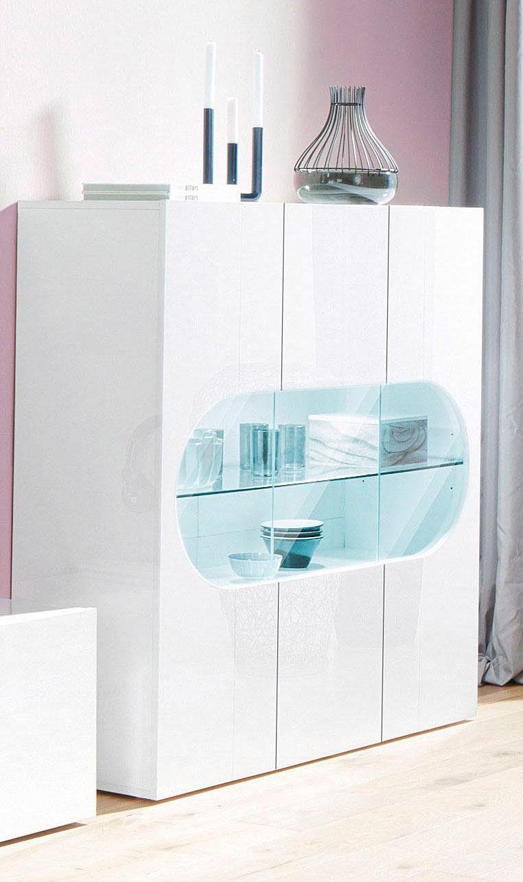 Highboard REAL,Highboard,Kommode,Schrank mit 3 Türen,komplett - Einrichtungsbeispiel