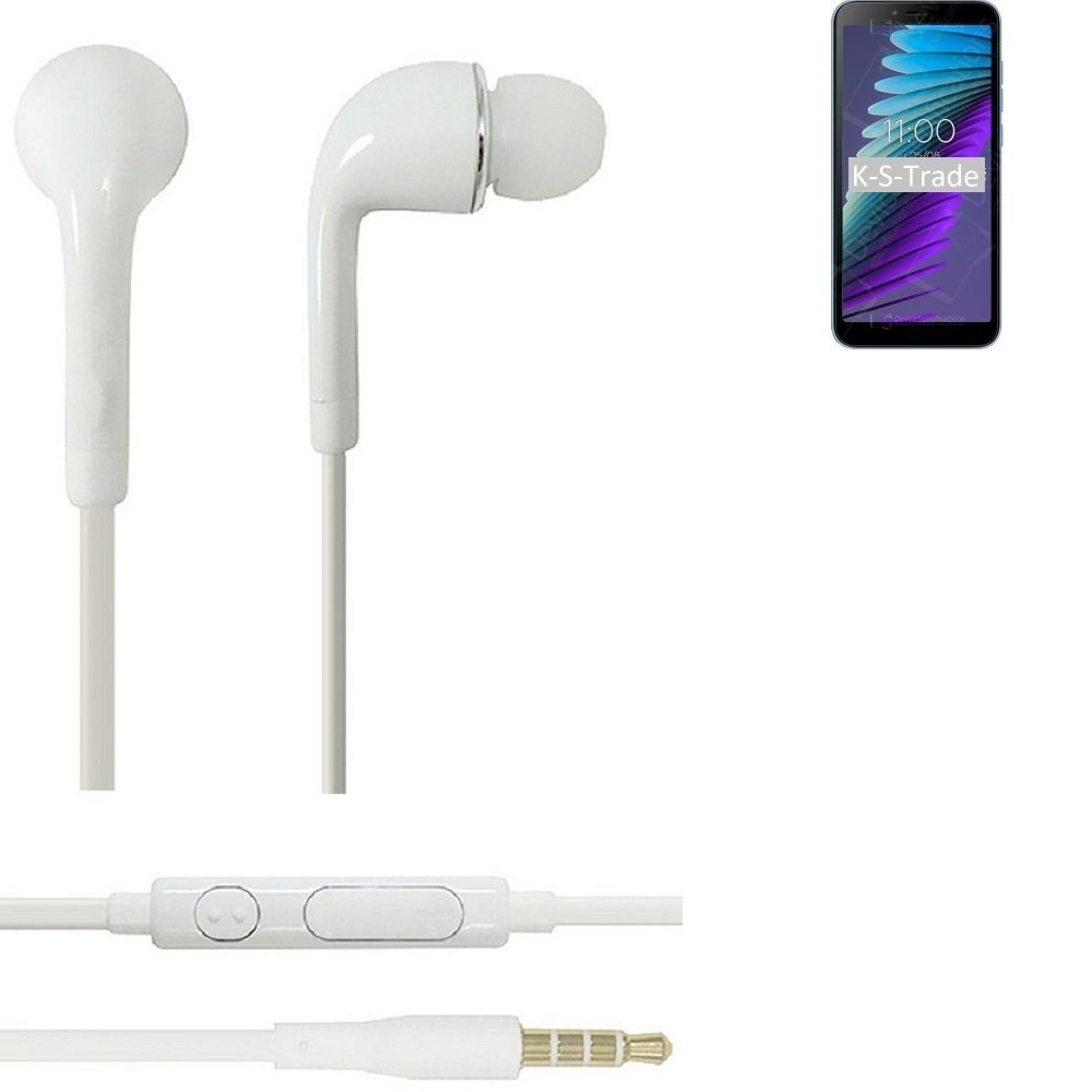 K-S-Trade für BQ Mobile BQ-5765L Clever In-Ear-Kopfhörer (Kopfhörer Headset mit Mikrofon u Lautstärkeregler weiß 3,5mm)