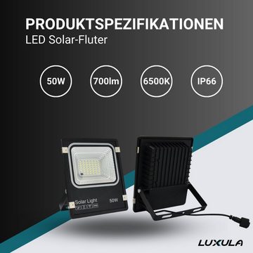 LUXULA LED Solarleuchte Solarstrahler, LED-Fluter, Solar mit Akku, 6 W PV, 700 lm, 6500K, IP66, LED fest integriert, Tageslichtweiß, kaltweiß, steuerbar mit Fernbedienung