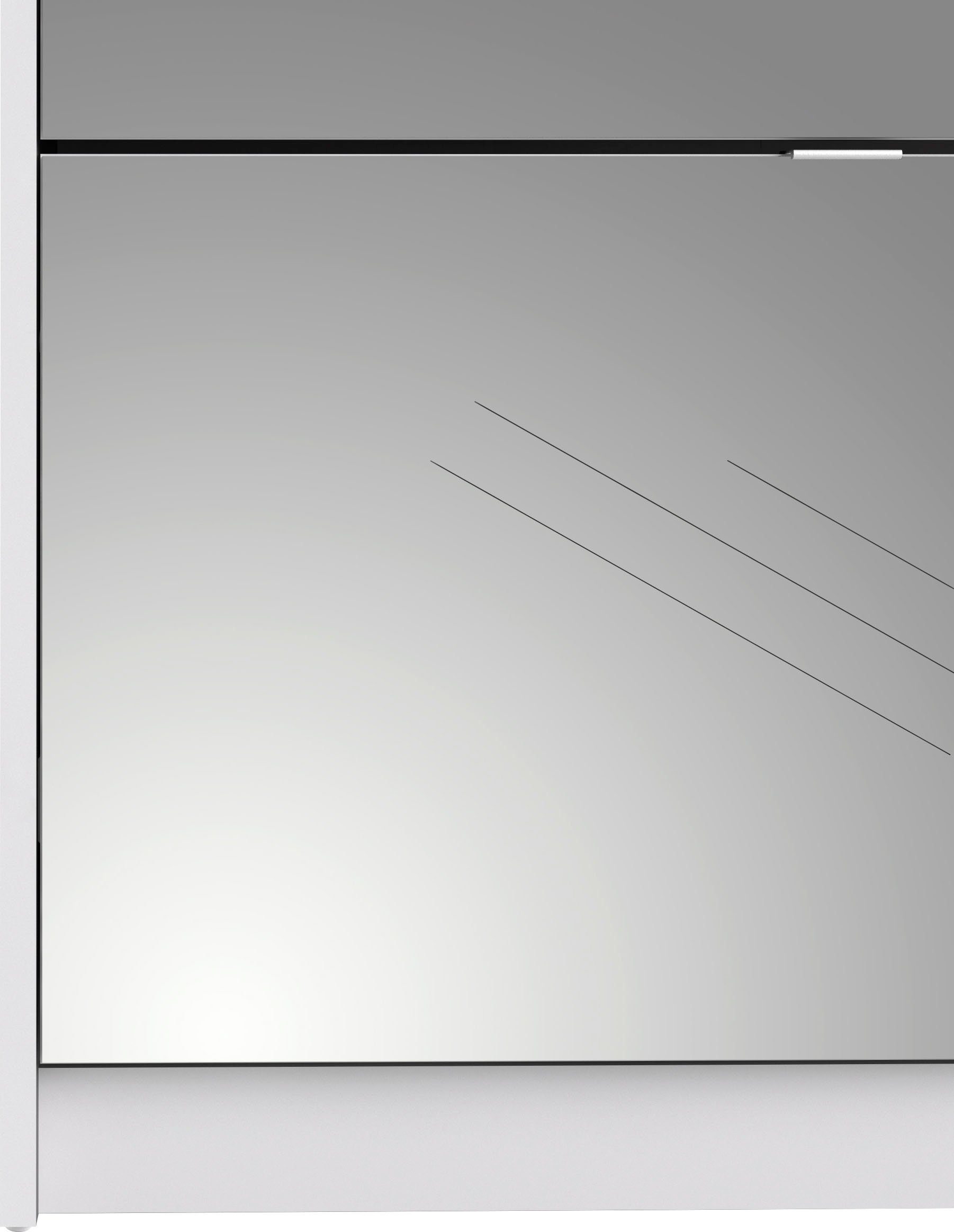 INOSIGN Schuhschrank Shoes, Praktisch, minimalistisch, verspiegelte Klappenfronten 4 Fächer, Schuhaufbewahrung, Folienbeschichtet, Höhe 162 cm