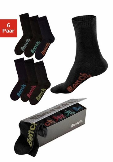 Bench. Socken (Box, 6-Paar) mit verschiedenfarbigen Logos