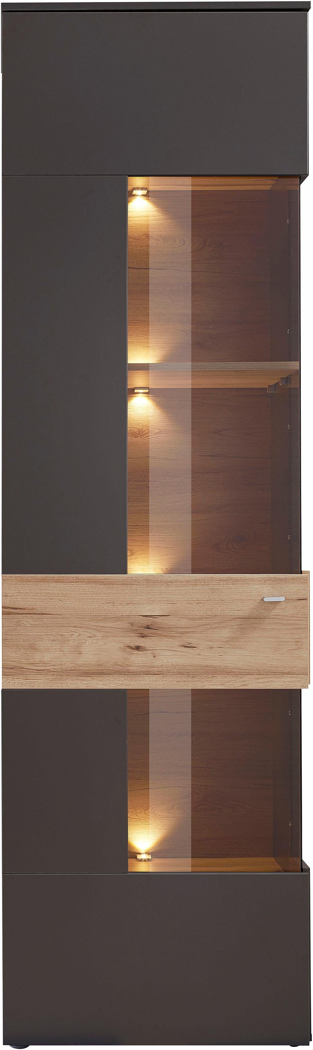 Lvifur Glasvitrine mit LED Beleuchtung und Schubladen,Vertikale Vitrine mit Intelligente Sensorik,Glas Holz Vitrinenschrank 3-Lagen Sammlervitrine für Sammlerstücke,Wein,Wohnzimmer,Schlafzimmer Lvifur Glasvitrine mit LED Beleuchtung und Schubladen,Vertikale Vitrine mit Intelligente Sensorik,Glas Holz Vitrinenschrank 3-Lagen Sammlervitrine für Sammlerstücke,Wein,Wohnzimmer,Schlafzimmer