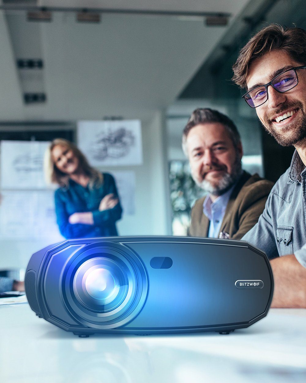 BLiTZWOLF LED-Beamer (3500: 1, 1920 x 1080 px, 1080P WIFI-Projektor Full HD 2.4G/5G WIFI bluetooth)
