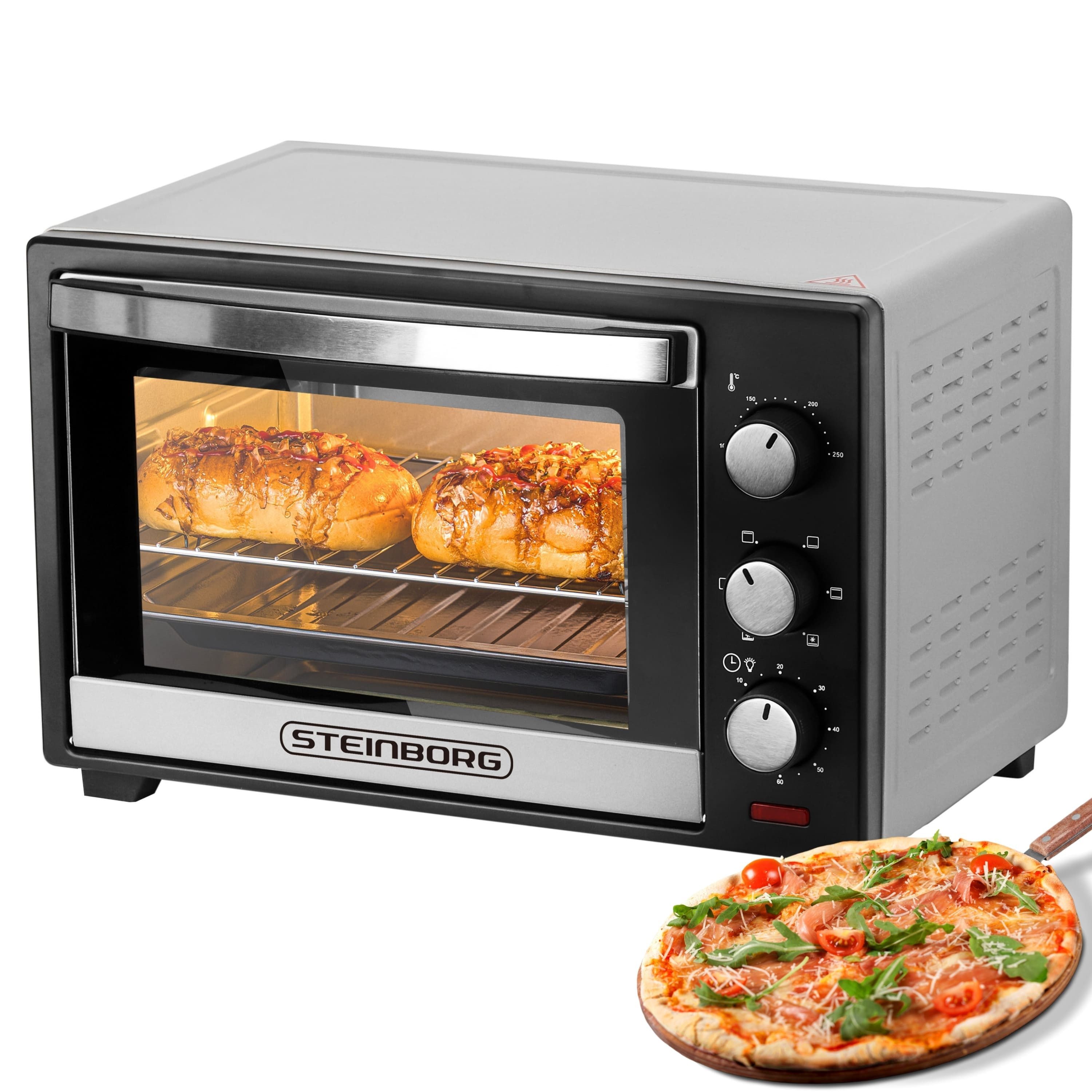 STEINBORG Minibackofen SB-3012, 25 Liter, Umluft, mit Krümelblech, 1600 Watt
