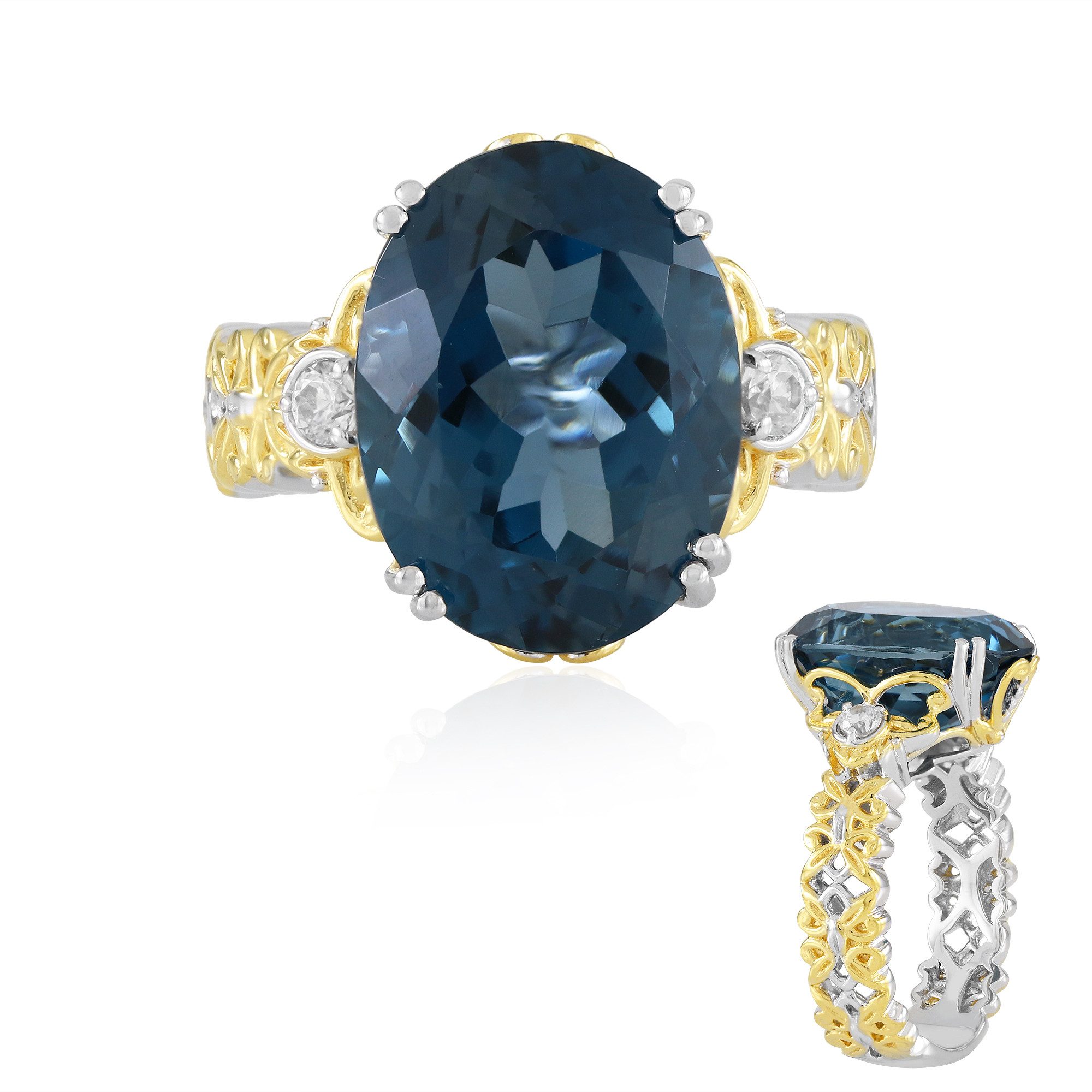 Cavill Silberring Silberring mit London-Blue-Topas, 10,413 Karat, Brasilien (1-tlg)