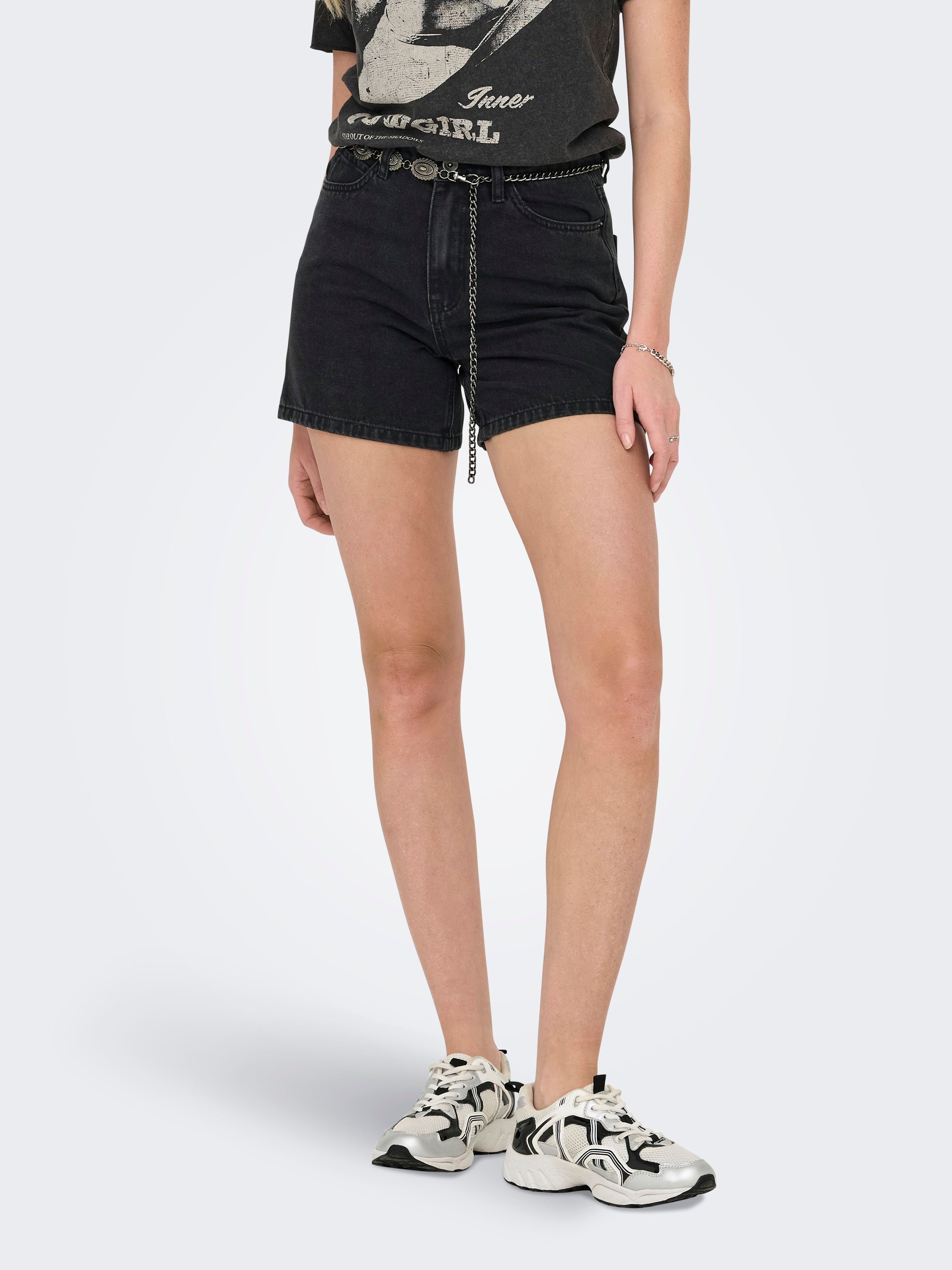 Pantaloncini Donna Only Onlpacy HW Borchiati In Denim - Shorts In Cotone Con Borchie, Vita Alta