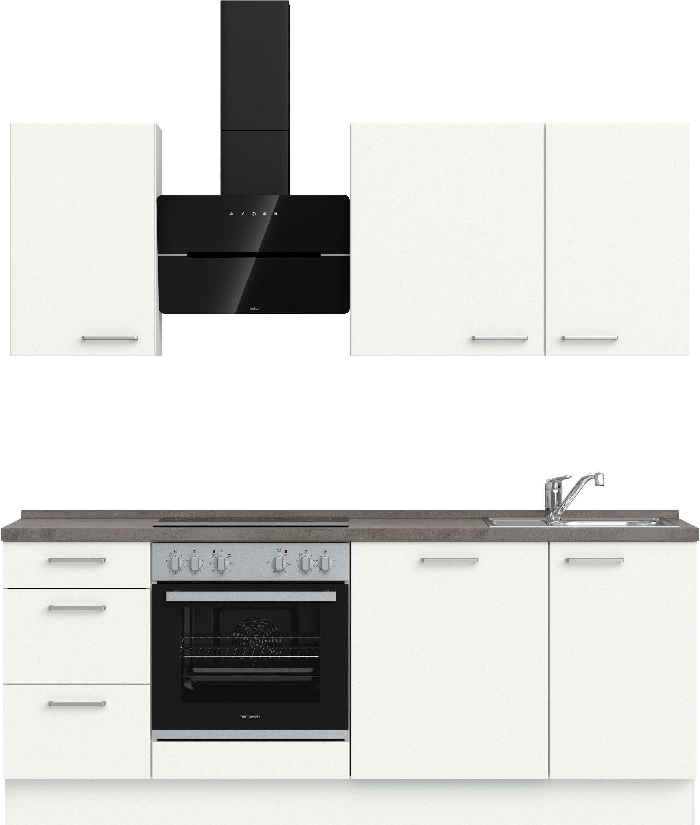 nobilia® Küchenzeile "Touch II", NEU: individuell anpassbar mit gratis Profi-Beratung, vormontiert, Breite 210 cm, Ausrichtung wählbar, wahlw. mit E-Geräten