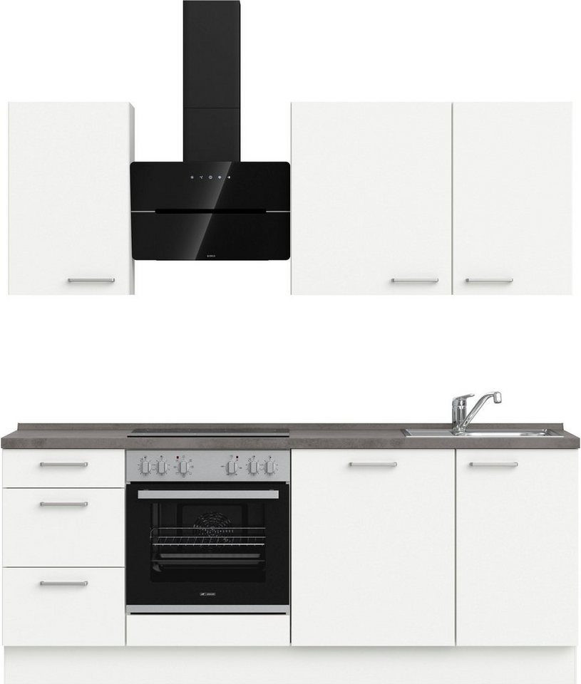 nobilia® elements Küche elements, vormontiert, Breite 210 cm, ohne E-Geräte grau|weiß