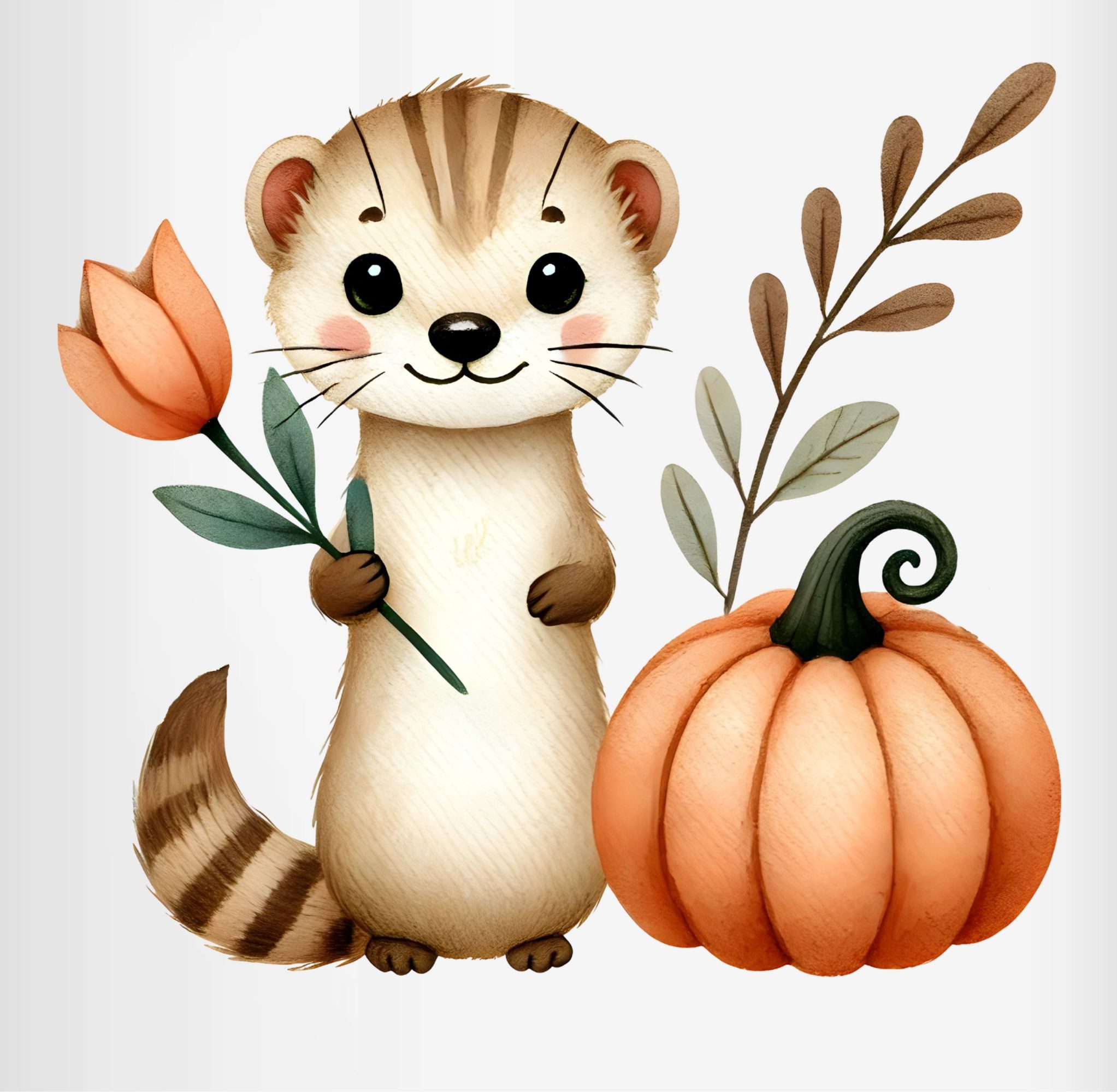 Shirtracer Tasse Süßes Wiesel mit Kürbis, Herbstliches Baby und Kinder Motiv, Niedlic, Keramik, Halloween Tassen