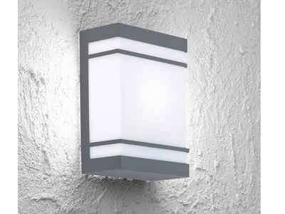 WOFI LED Außen-Wandleuchte, LED wechselbar, warmweiß, Fassadenlampe Haus-wand beleuchten, Edelstahl Anthrazit Höhe 24cm