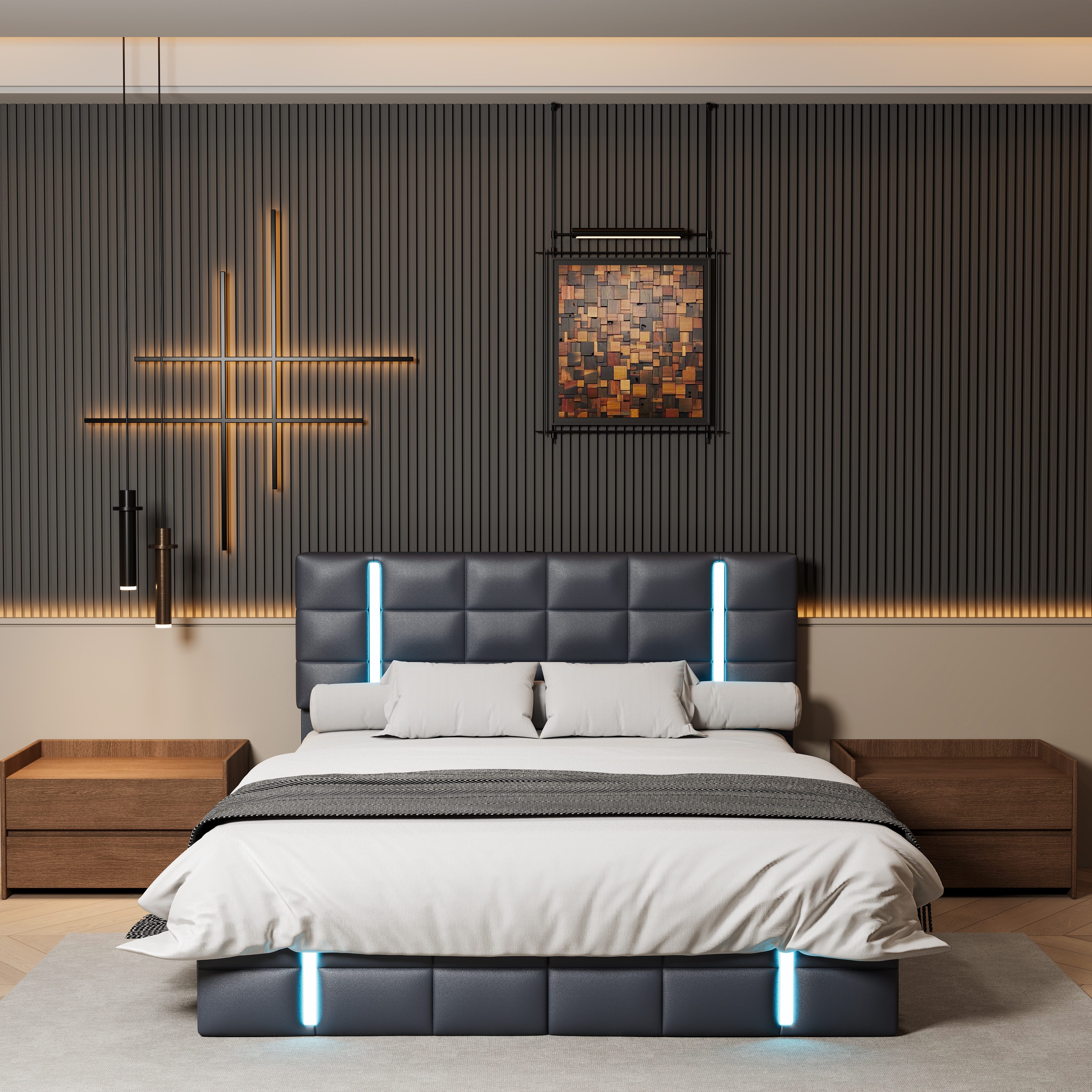 PXloue Polsterbett LED Doppelbett (Inklusive USB-Typ-C-Ladeanschluss), günstig online kaufen