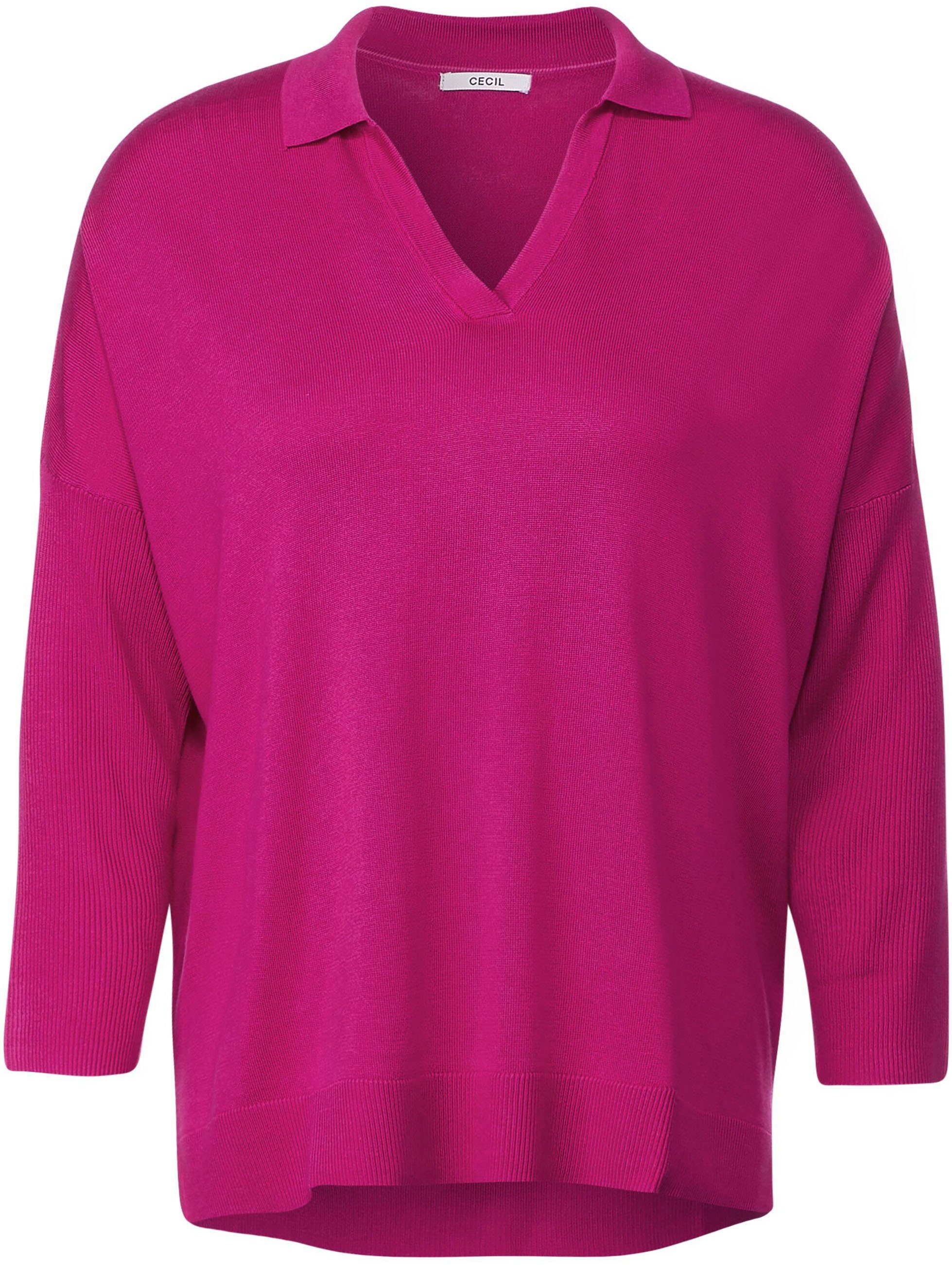 pink Polokragenpullover Cecil in Unifarbe cool