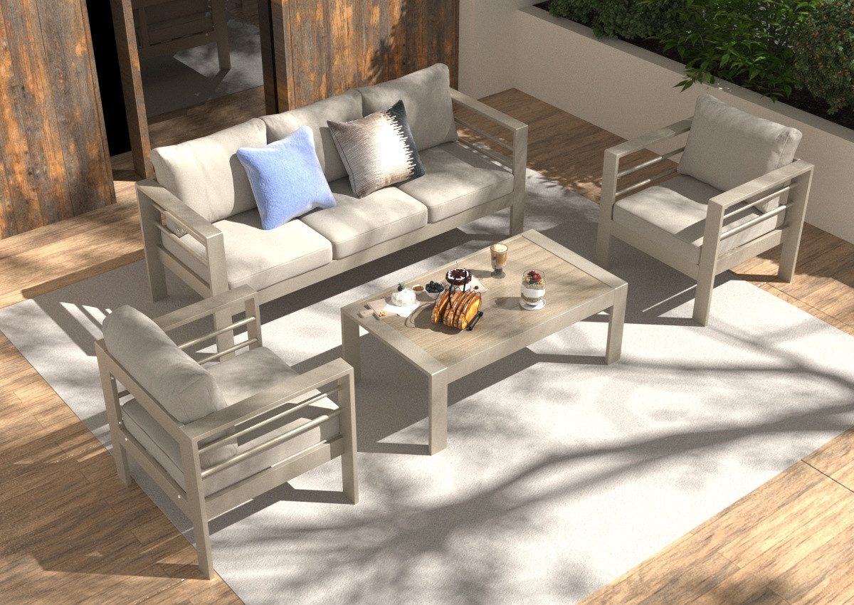 MeXo Gartenlounge-Set Gartenmöbel Set 4-5 Personen Aluminium outdoor wetter günstig online kaufen
