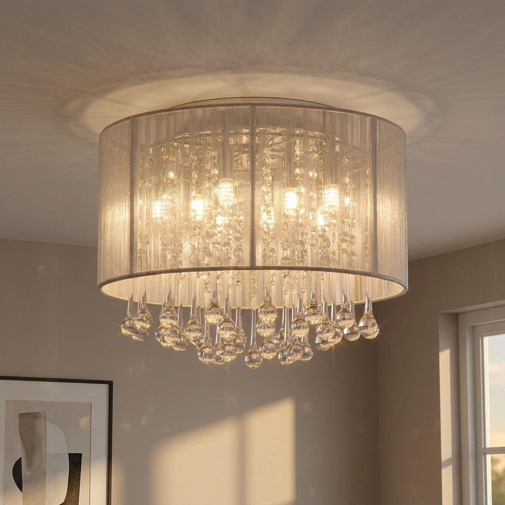 GLOBO LIGHTING LED Deckenleuchte, Leuchtmittel inklusive, Warmweiß, Deckenleuchte Glaskristalle Deckenlampe