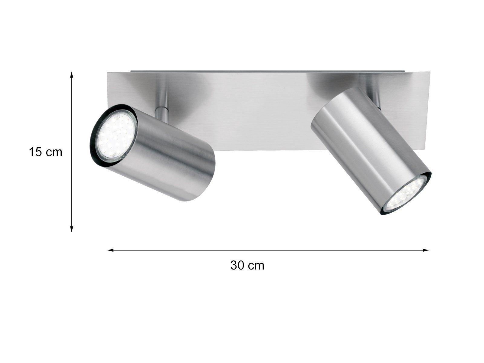 TRIO Leuchten LED Deckenstrahler Spots schwenkbar inkl. GU10 LED, dimmbar, LED wechselbar, Warmweiß, Breite 30cm, innen Deckenleuchte mit 2x Strahler, Wohnzimme – Bild 4 von 5