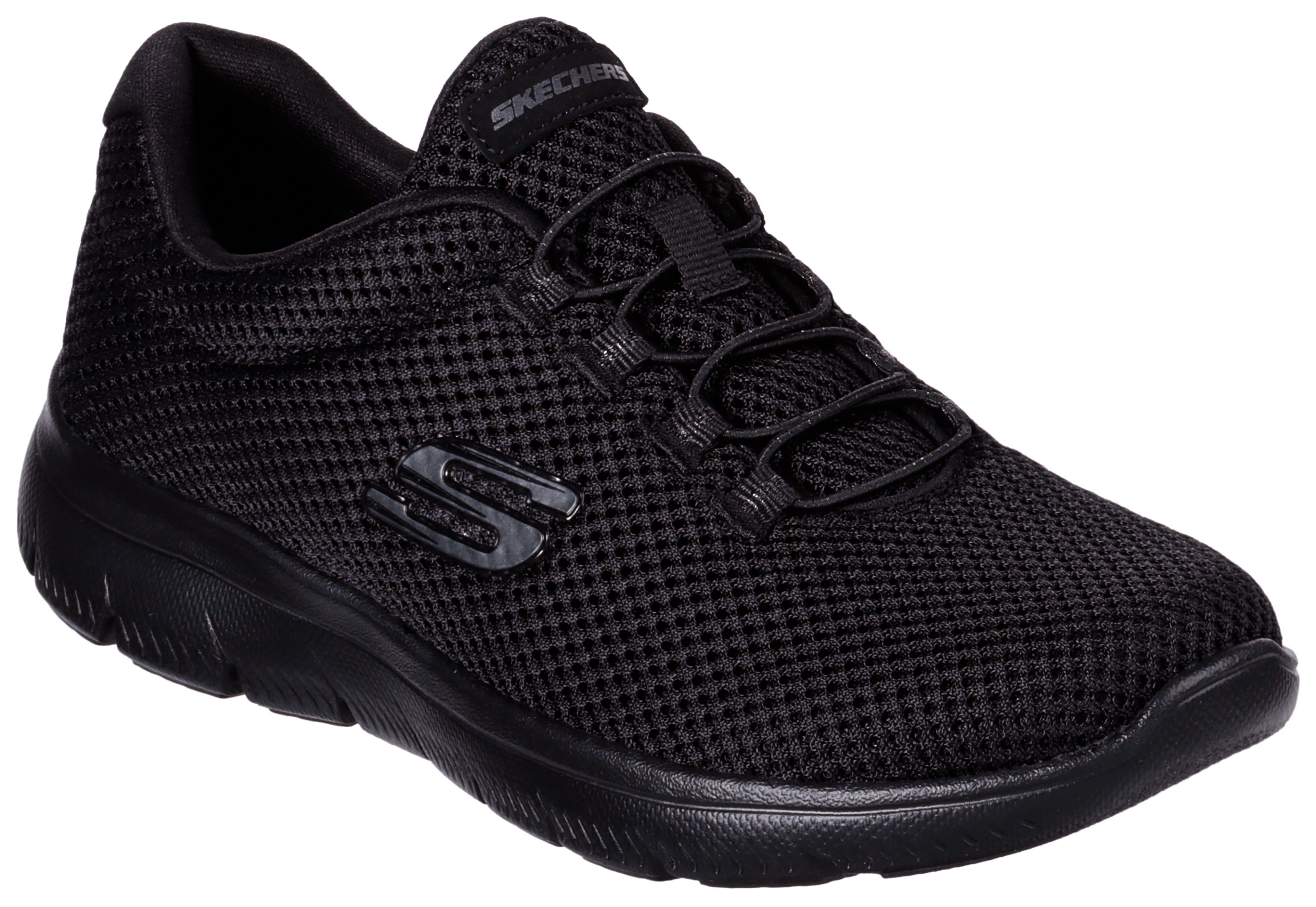 Sneaker schwarz Innensohle Slip-On mit Skechers komfortabler SUMMITS