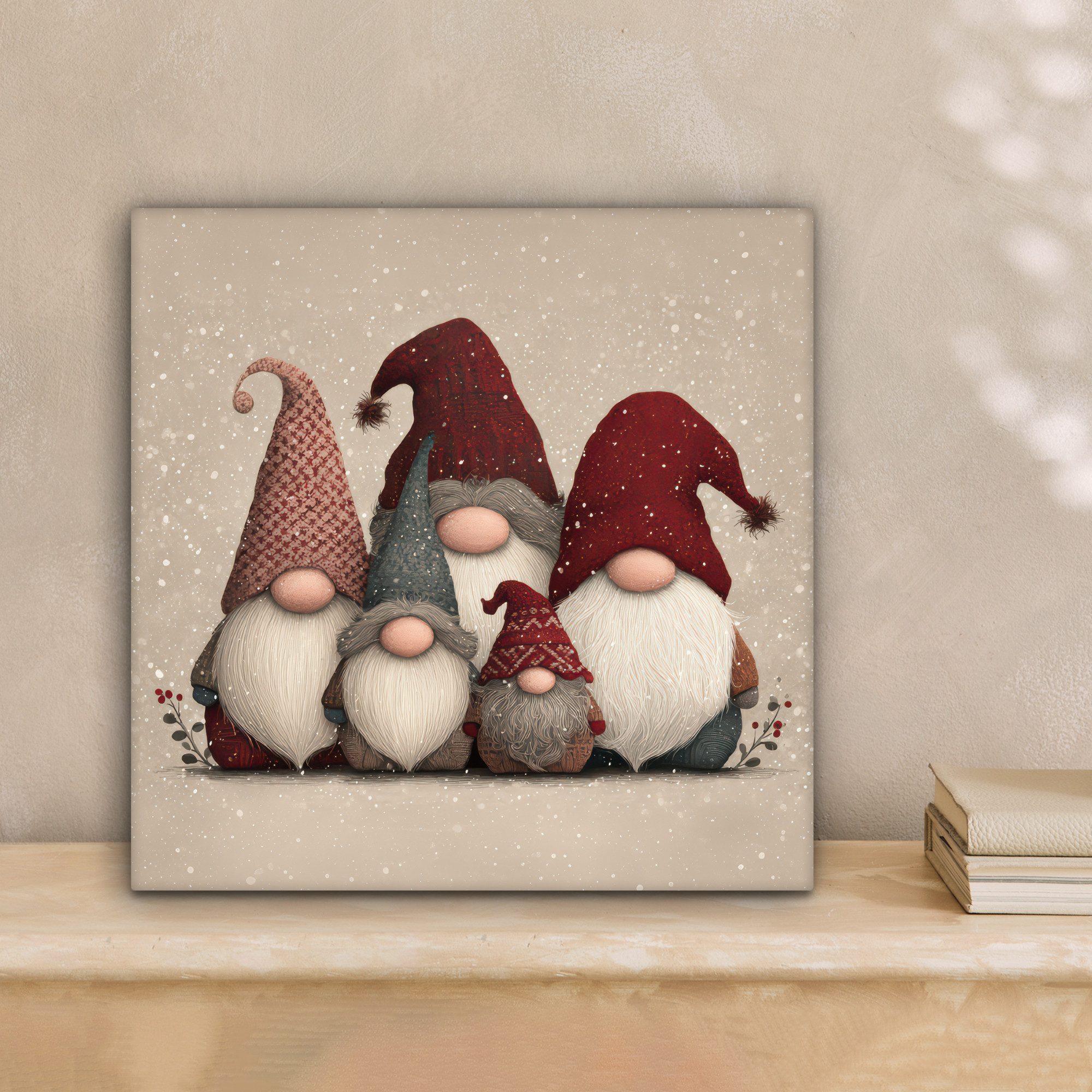 OneMillionCanvasses® Leinwandbild Wichtel - Weihnachten - Schnee - Zipfelmü günstig online kaufen