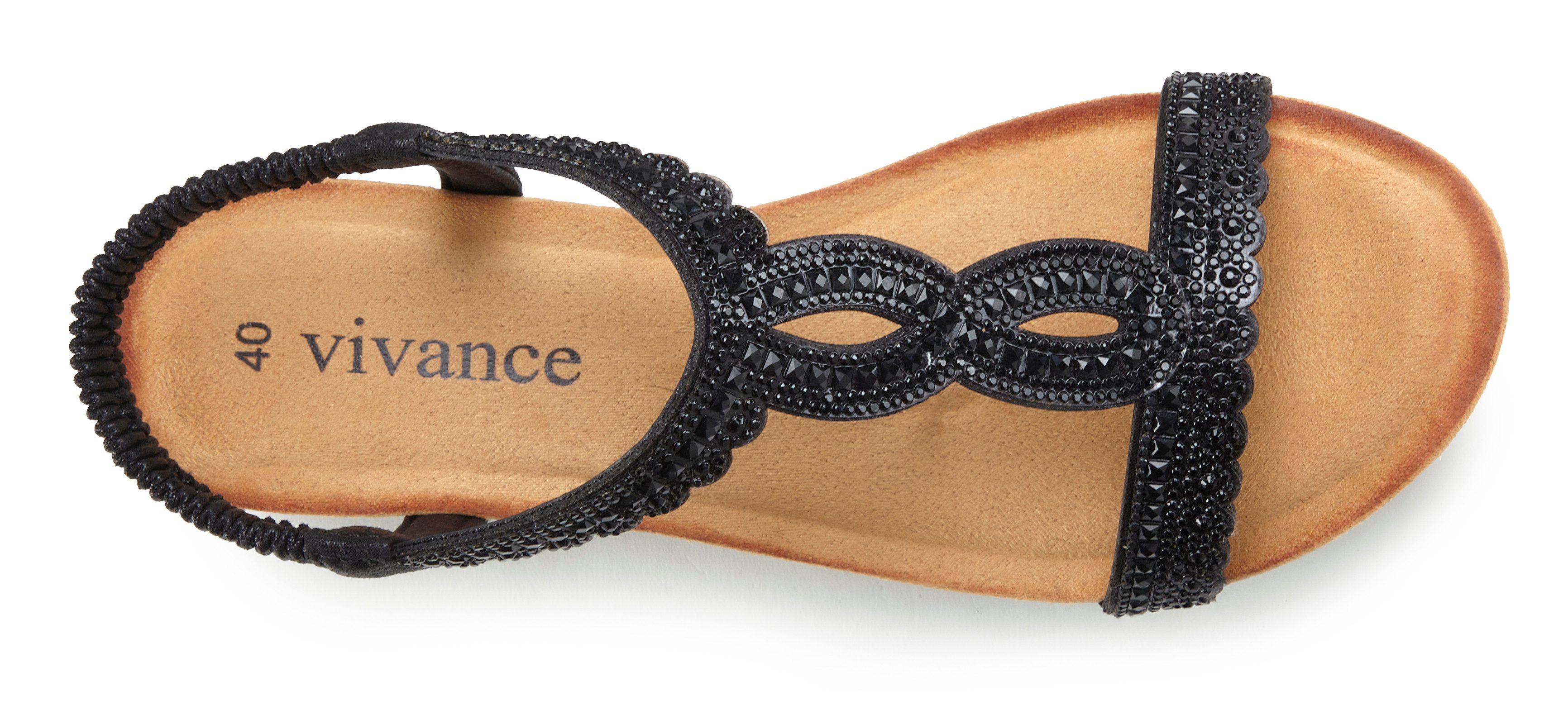 Vivance by Lascana Sommerschuh, offener Schuh, Sandale, Keilsandalette, Sandalette mit Glitzerdetails, Keilabsatz & elastischem Riemchen VEGAN – Bild 3 von 5