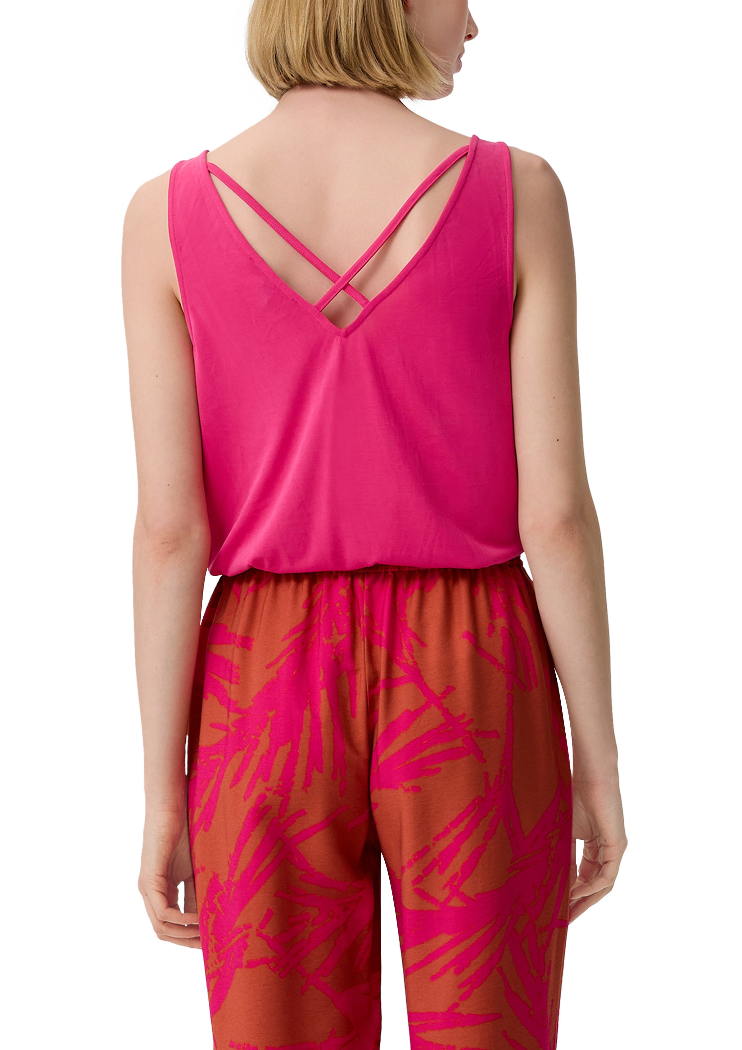 Streifen-Detail Top aus Out, Shirttop Modalmix Comma Cut pink