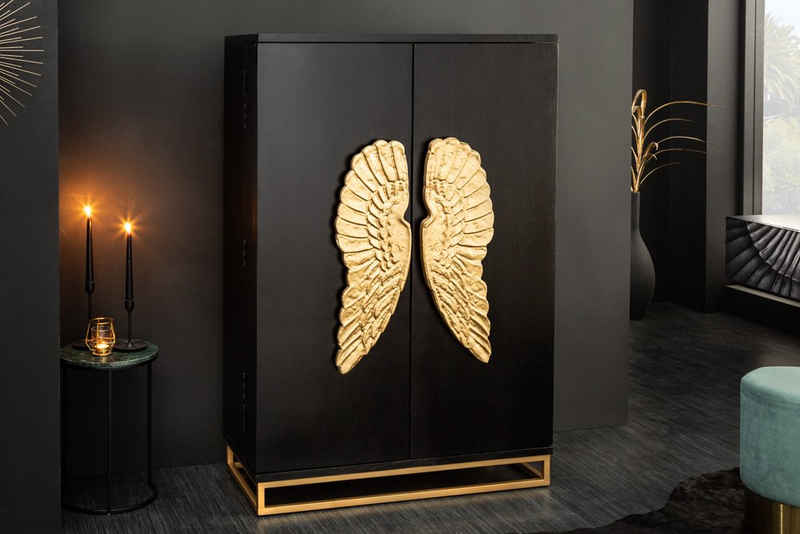 riess-ambiente Barschrank »ANGEL 140cm schwarz / gold« (1-St) Massivholz · Metall · Highboard · Küche · Wohnzimmer · Design