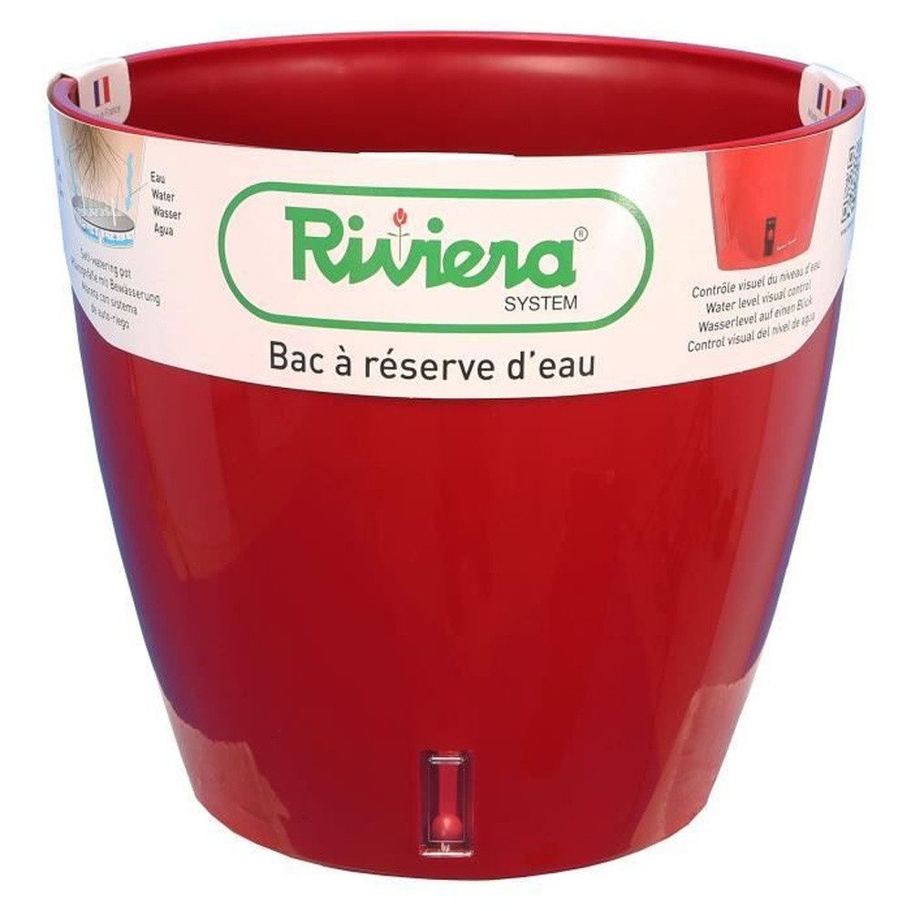 Riviera System Blumentopf RIVIERA Tank mit Wasserreservoir – Rund – Ø 36 x H 33 cm – Rot
