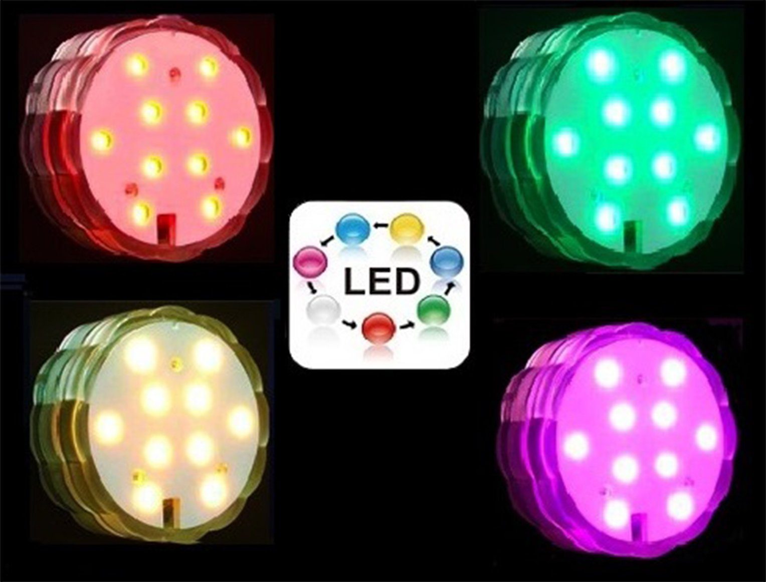 7even Discolicht LED Untersetzer mit Fernbedienung (Doppelpack) 2 Stück