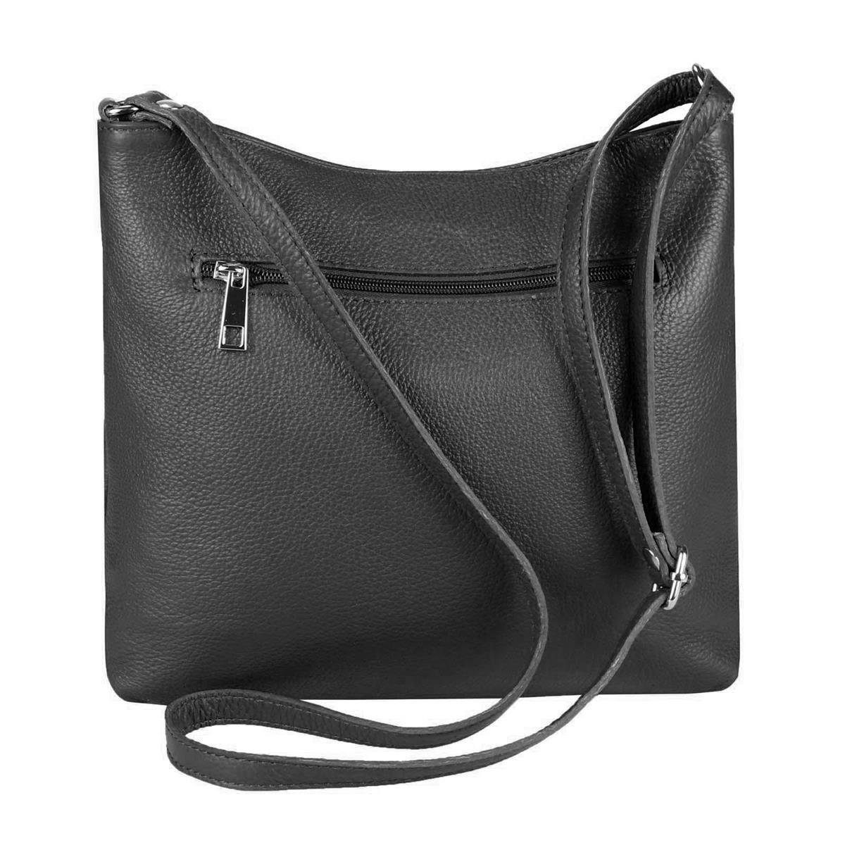 ITALYSHOP24 Schultertasche Made in Italy Damen Leder Tasche Cross Over Body Bag Umhängetasche, leichte schmale Brusttasche Shopping Reise Urlaub Ausgehen Freizeit