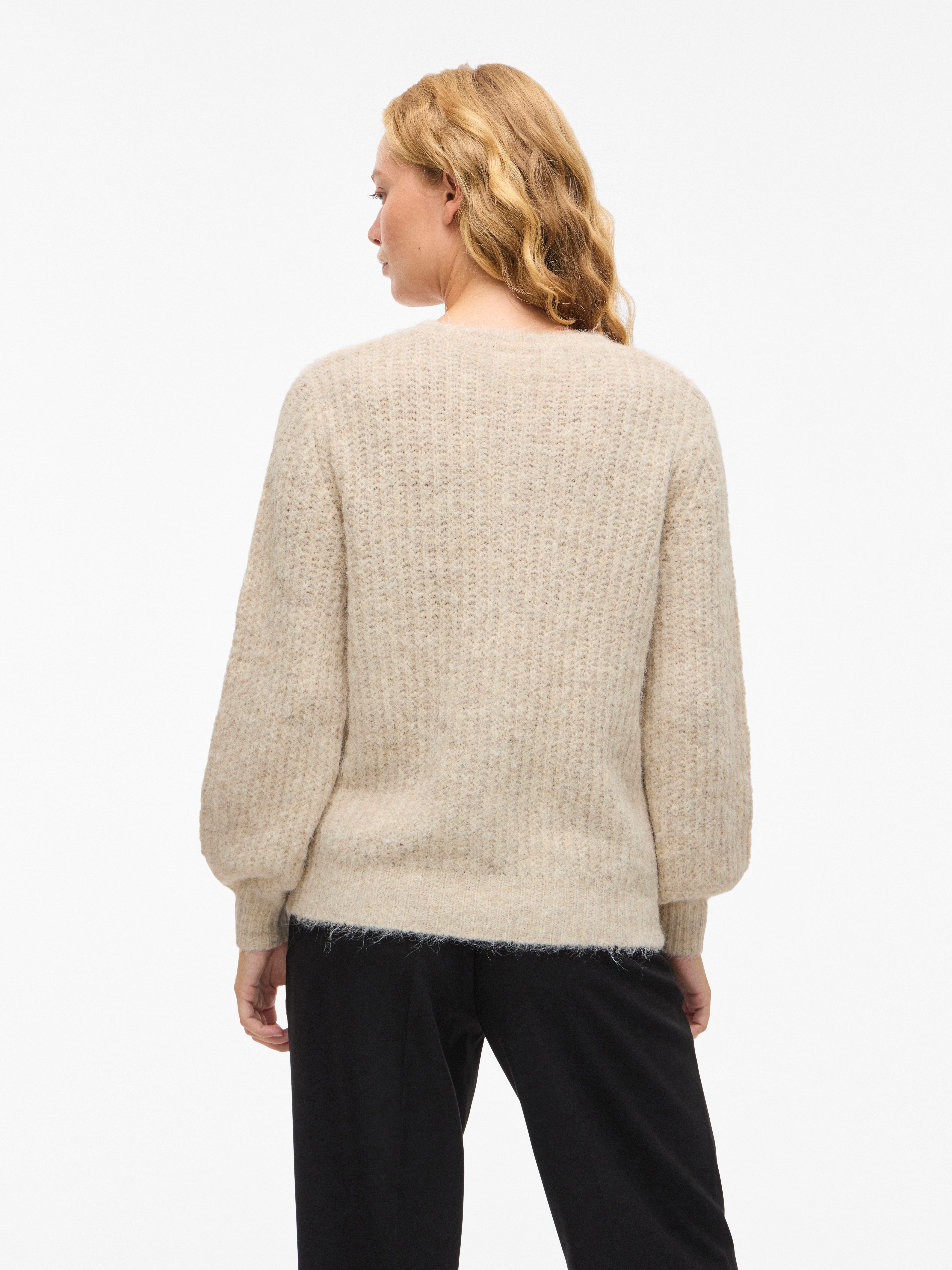 Vila Strickjacke VILAMPE O-NECK L/S KNIT CARDIGAN-NOOS Materialmix, regular fit