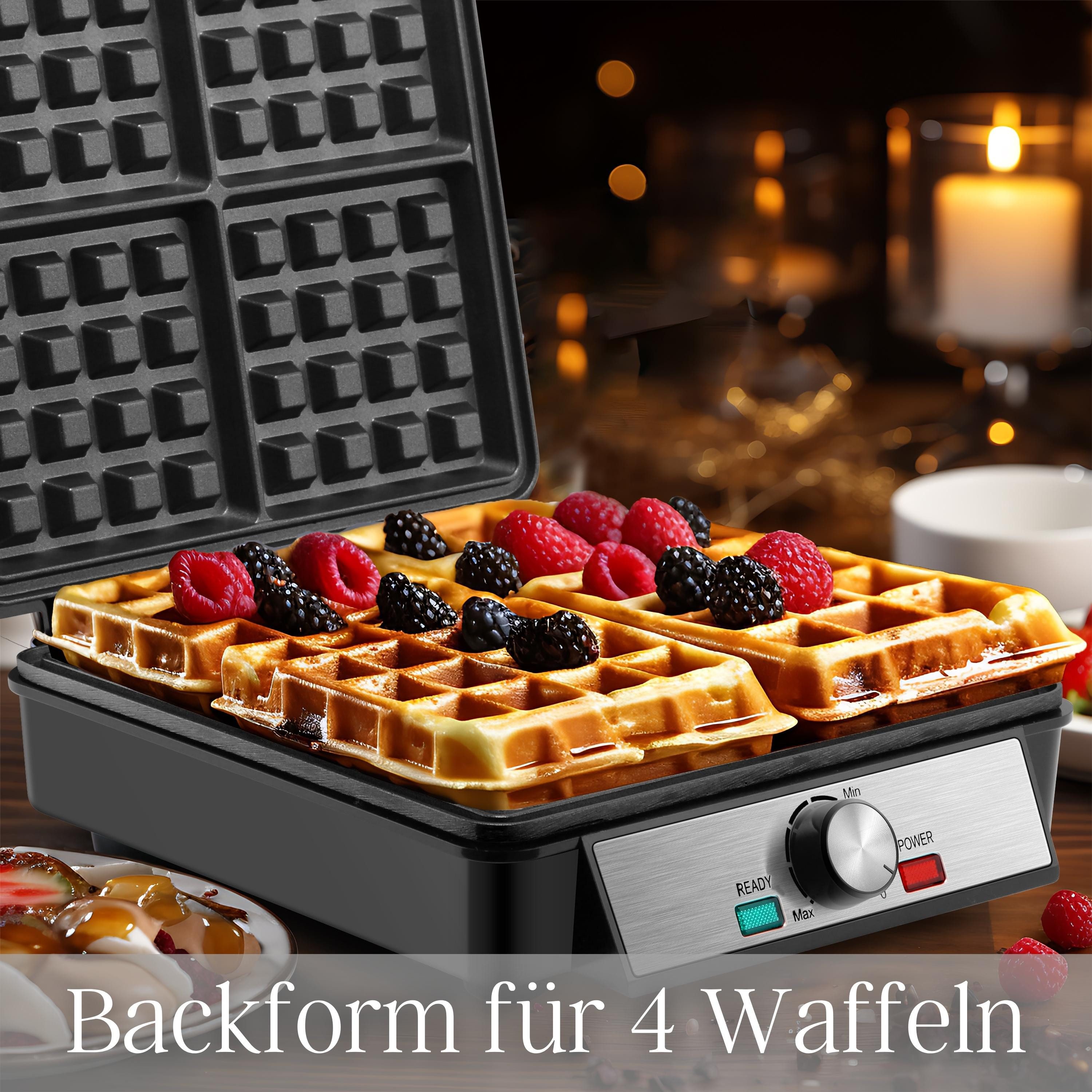 STEINBORG Waffeleisen SB-2060, 1200 W, Anftihaftbeschichtung, Cool-Touch-Technologie