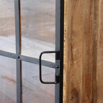 baario Sideboard Sideboard FINE 150cm, massiv Mangoholz & Eisen Design Kommode Schiebetüren Industrial Shabby