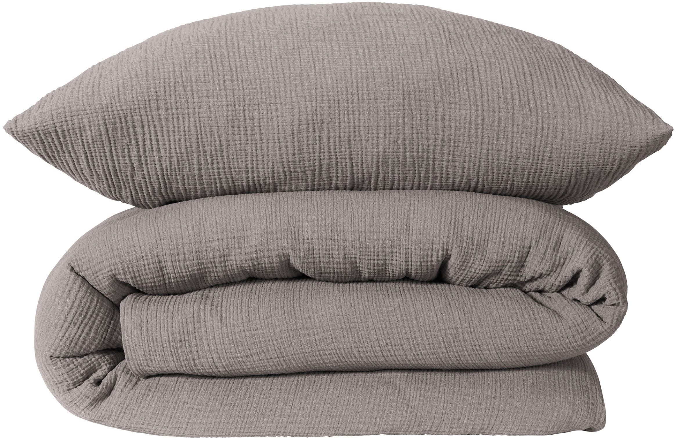 Schiesser Bettwäsche Molly aus supersofter Musselin-Qualität in gedeckten Farben, Musselin, 2 teilig, Made in Green
