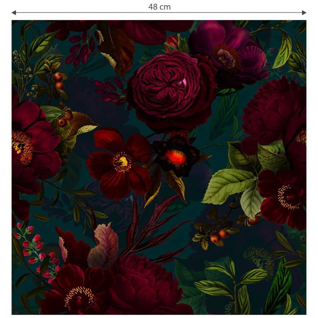 Wall Rosen Art Blüten Barock Vliestapete dunkel, Tapete Vintage Floral Mustertapete Blumentapete K&L Mustertapete