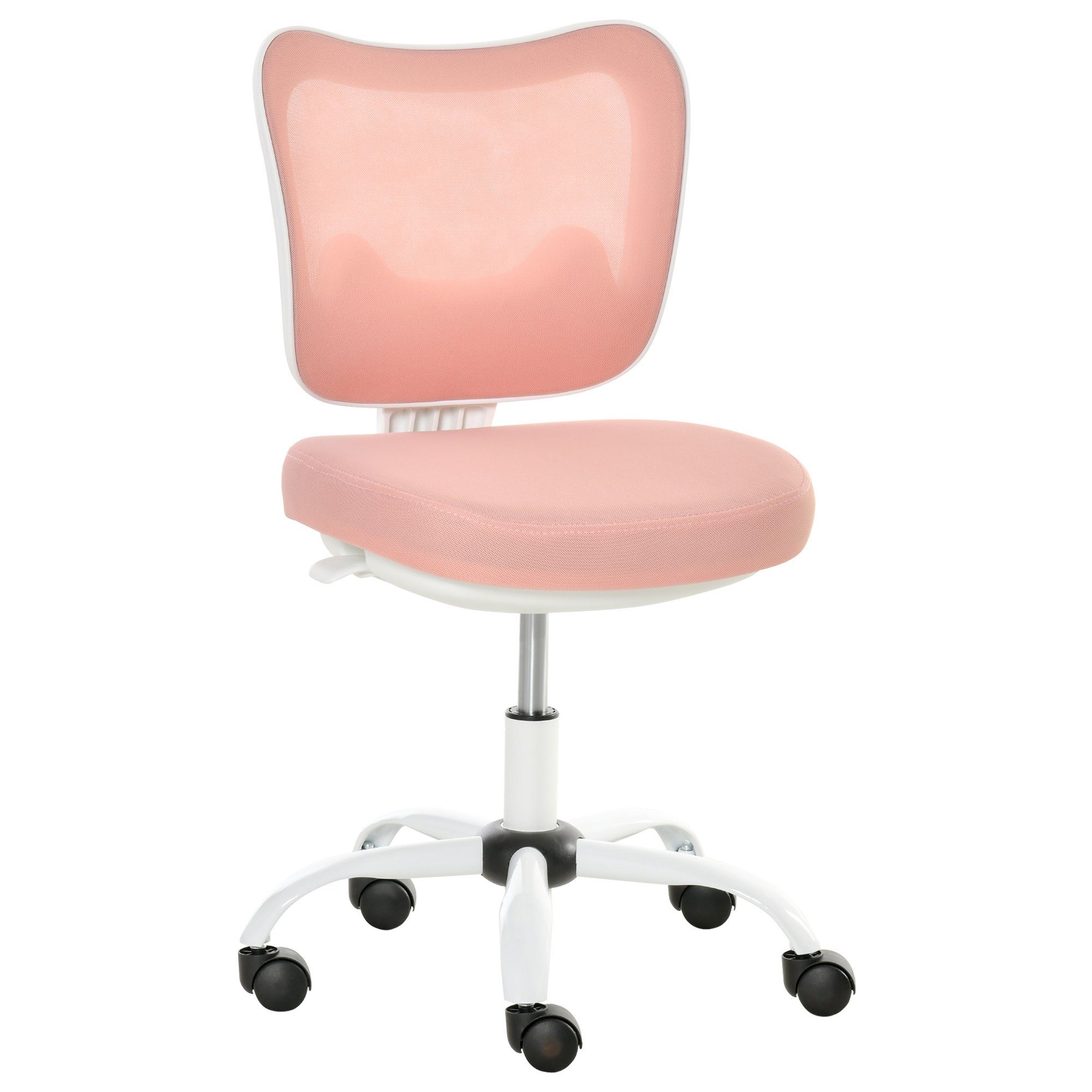 Vinsetto Bürostuhl Bürostuhl (Set, 1 St), Computerstuhl Sitzhöhenverstellung Drehstuhl ohne Armlehnen Weiß Rosa