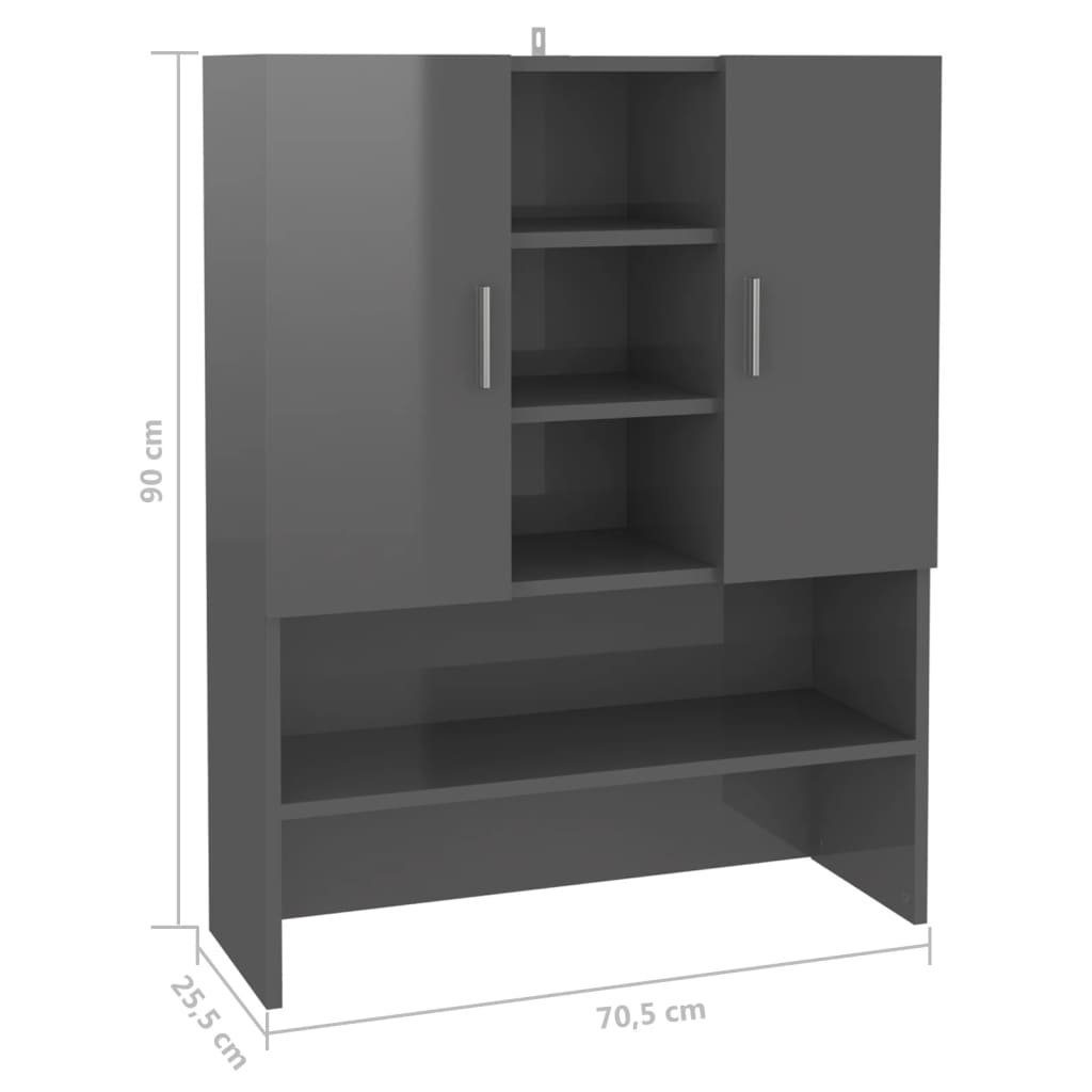 70,5x25,5x90 vidaXL Hochglanz-Grau cm Waschmaschinenschrank Waschmaschinenumbauschrank