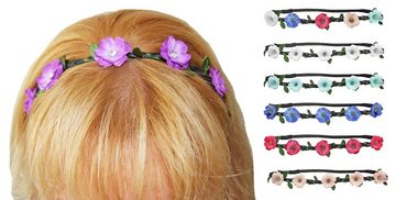 Trachtenland Kostüm Blumen Haarband mit Blüten und glitzernden Schmuck