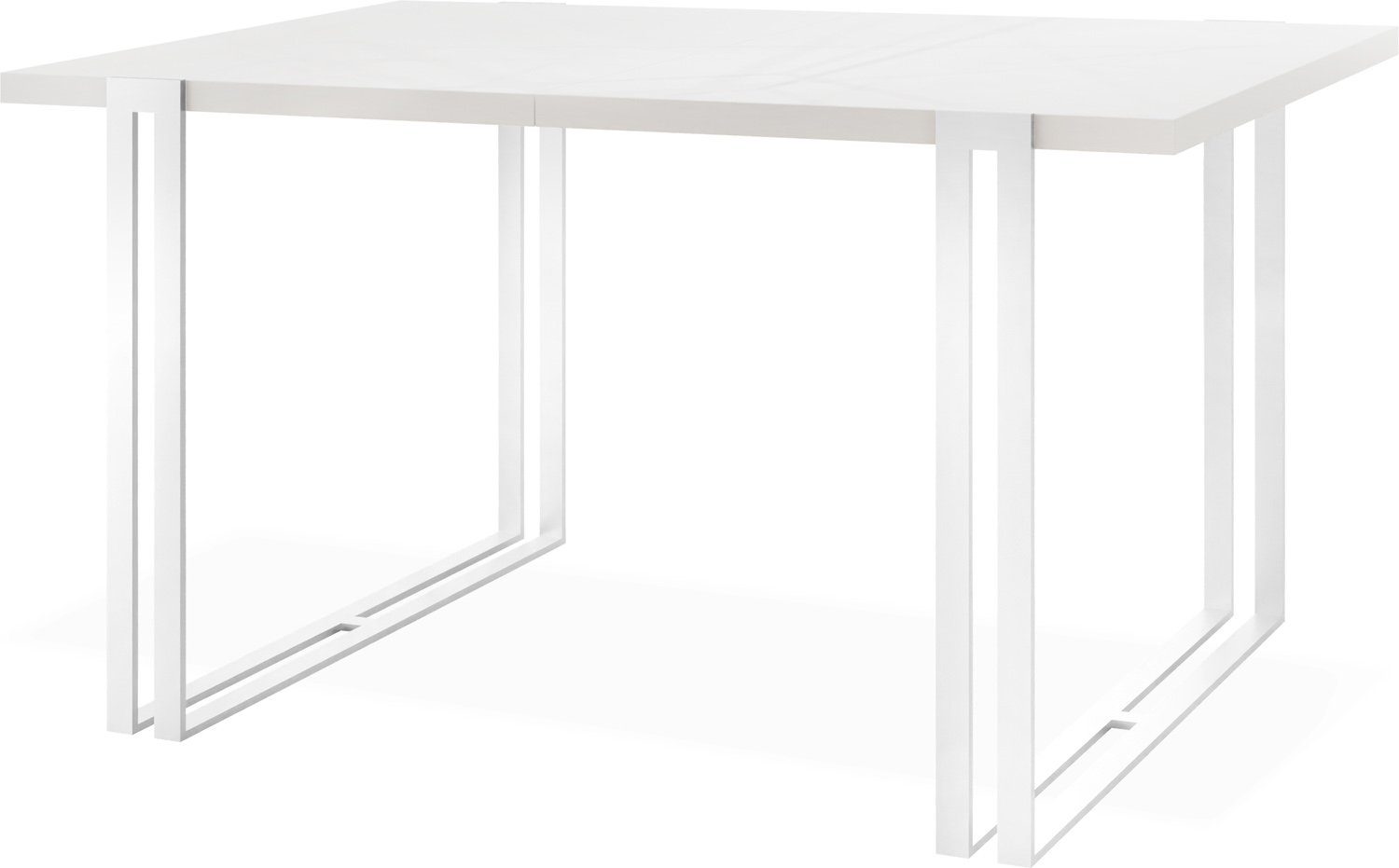 WFL GROUP Esstisch Lilo, Glamour Ausziehbar Tisch im Loft-Stil mit Metallbeinen Weiß