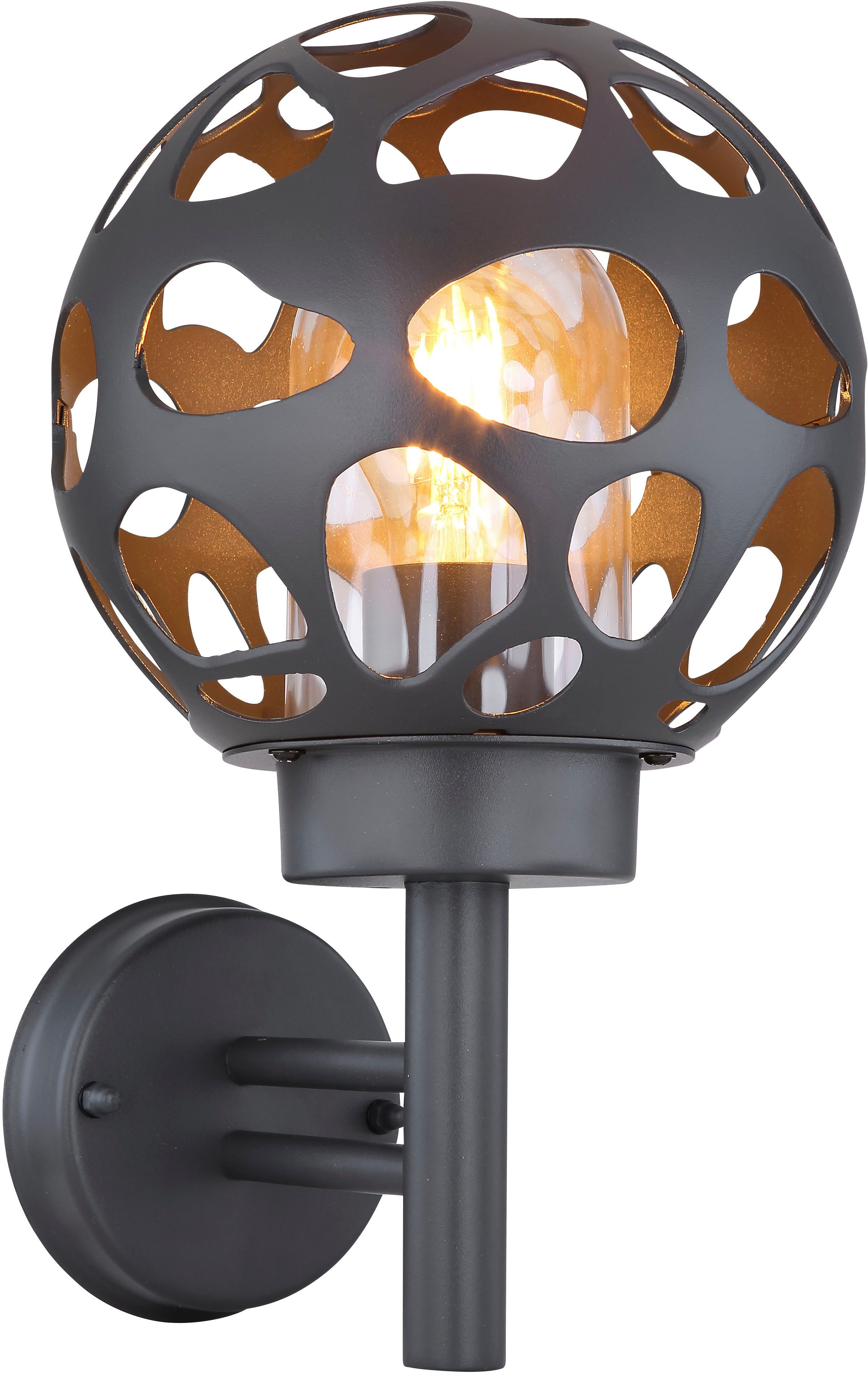 GLOBO LIGHTING Außen-Wandleuchte HILARIO, Leuchtmittel wechselbar, Außenleuchte Edelstahl anthrazit, wetterfest, IP44