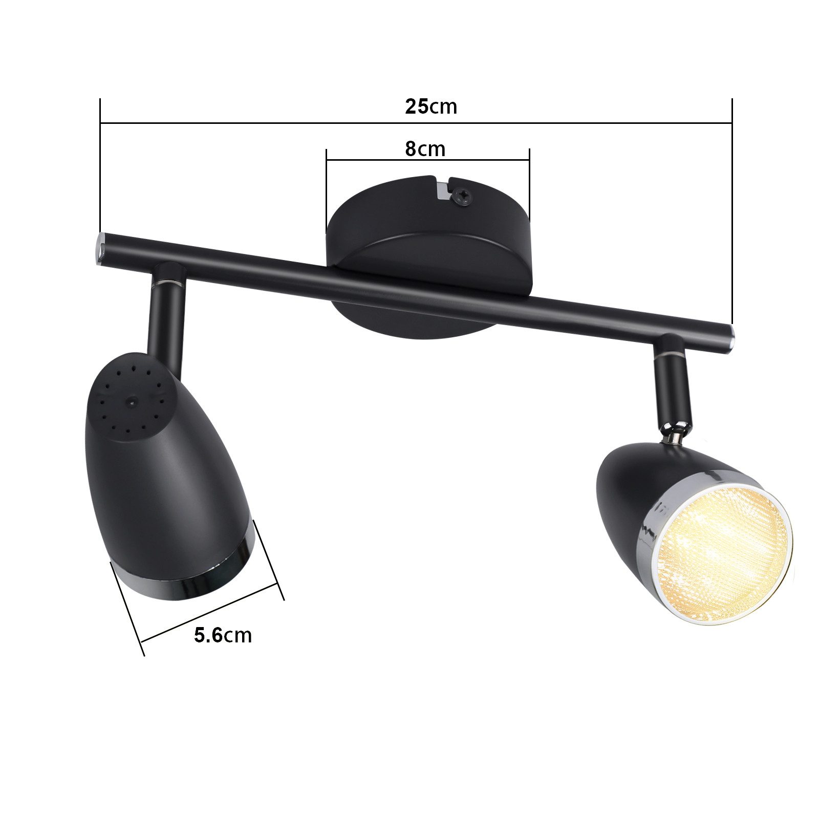 ZMH Deckenstrahler 1/2/3/4 Flammig 4/6/12/16W Deckenlampe schwenkbar 350° Wohnzimmer, Augenschutz, Einfache Installtion, LED fest integriert, Warmweiß, Schwarz 3000K schwenkbar 350° Deckenspot Flur Schlafzimmer
