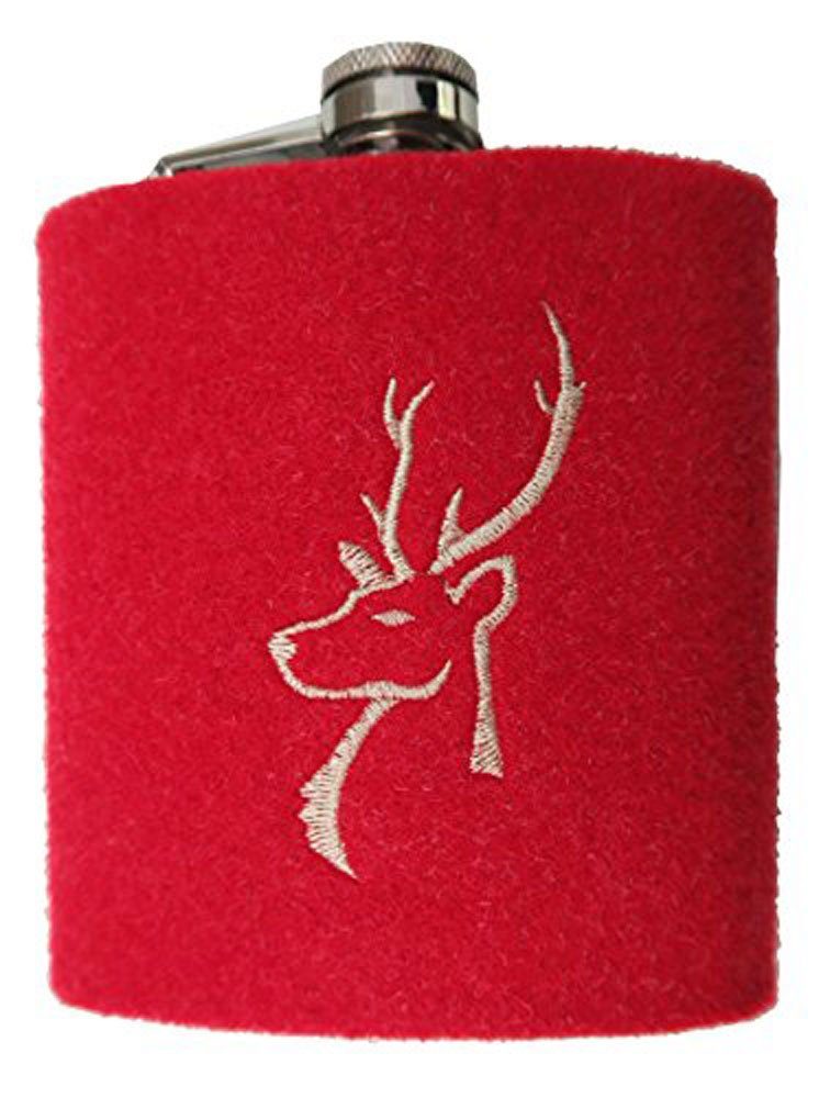 Steinnacher Bärbel Flachmann Flachmann Hirschkopf Filzbezug 200 ml Rot